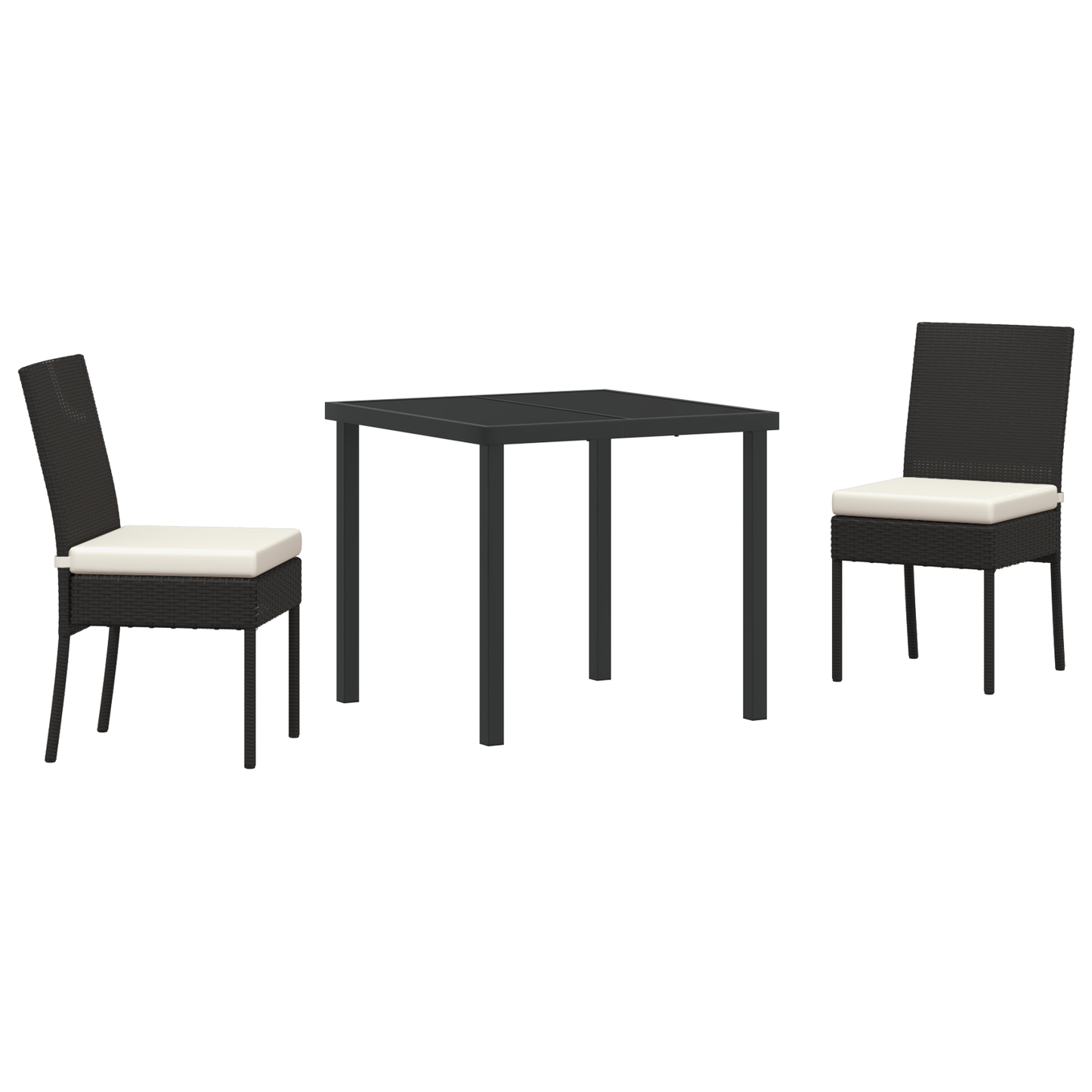 3 Piece Garden Dining Set Black Poly Rattan