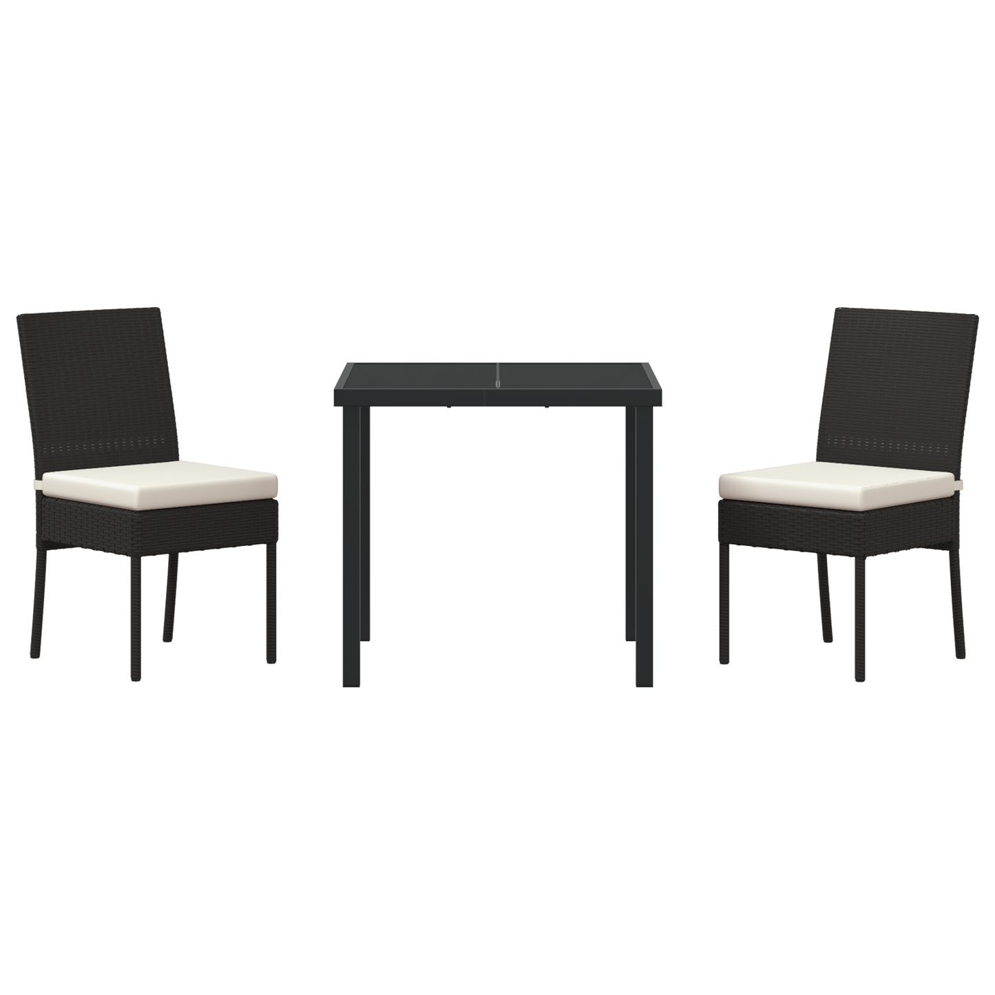 3 Piece Garden Dining Set Black Poly Rattan
