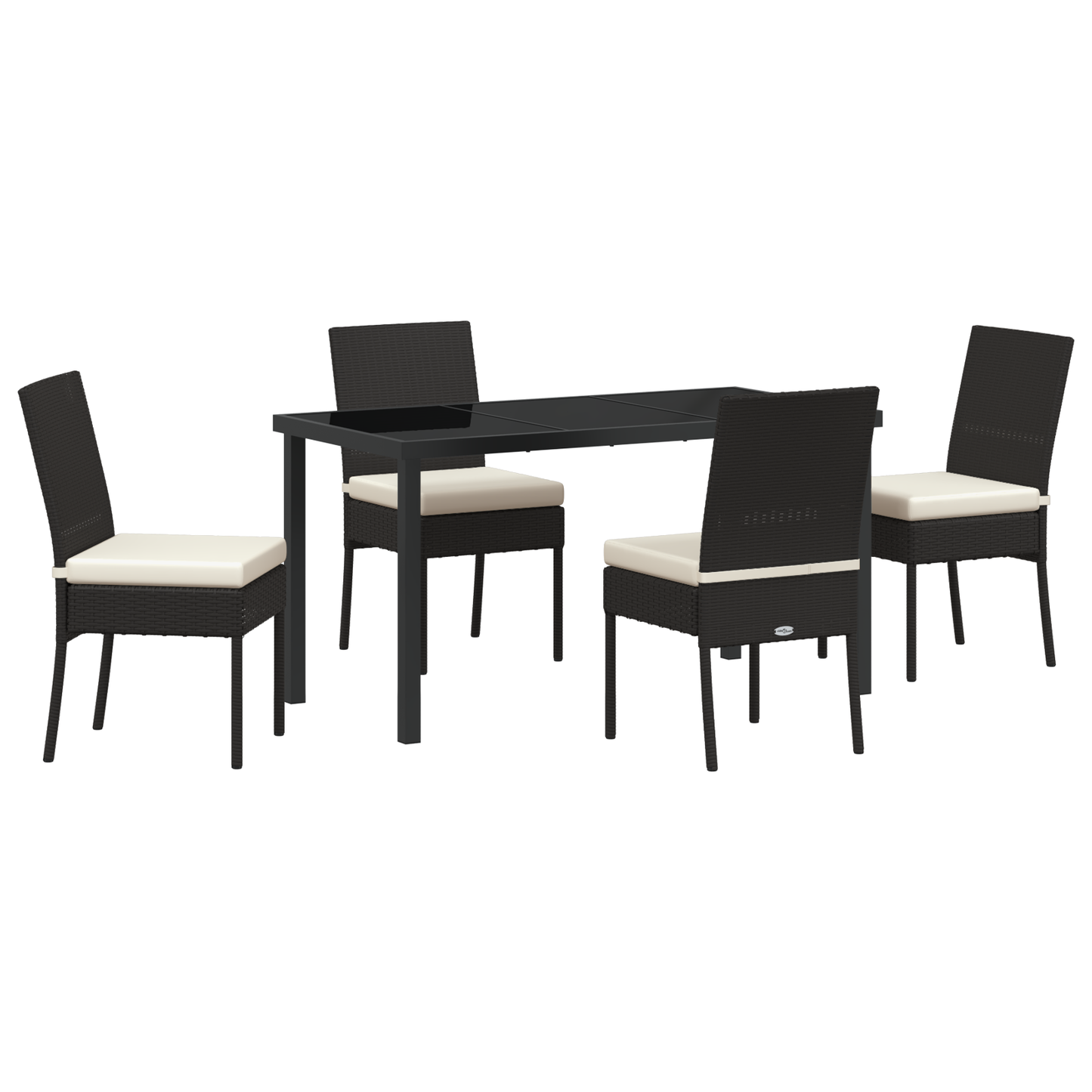 5 Piece Garden Dining Set Black Poly Rattan