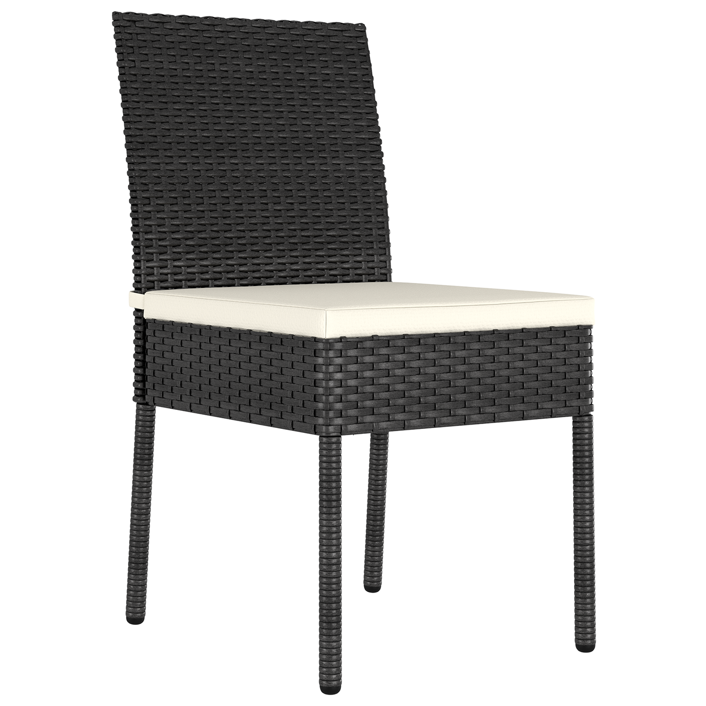 5 Piece Garden Dining Set Black Poly Rattan