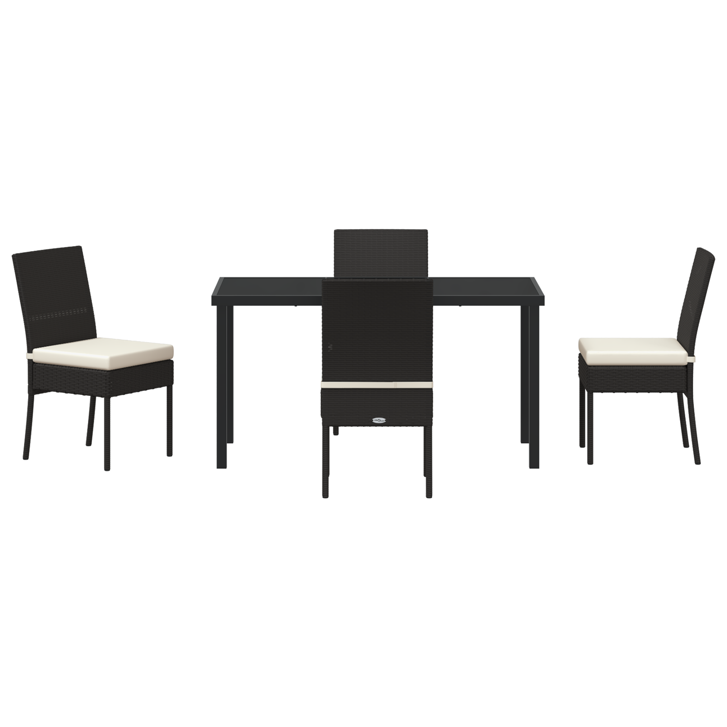 5 Piece Garden Dining Set Black Poly Rattan