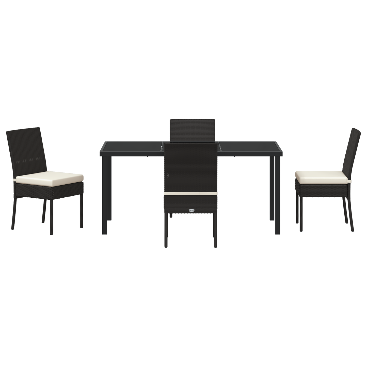 5 Piece Garden Dining Set Black Poly Rattan