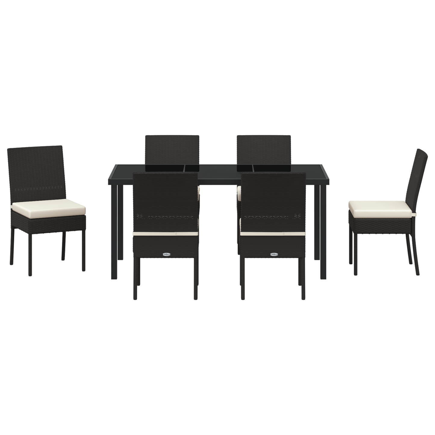 7 Piece Garden Dining Set Black Poly Rattan