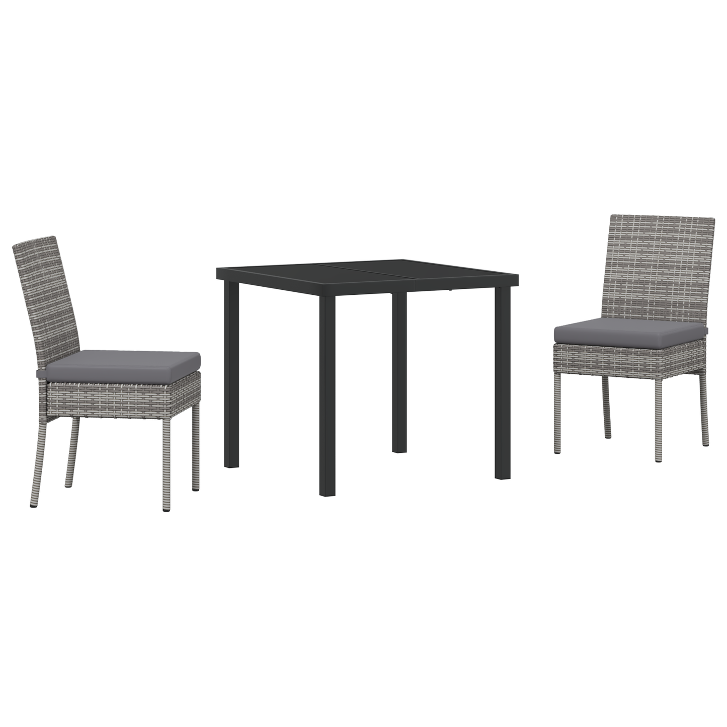 3 Piece Garden Dining Set Grey Poly Rattan