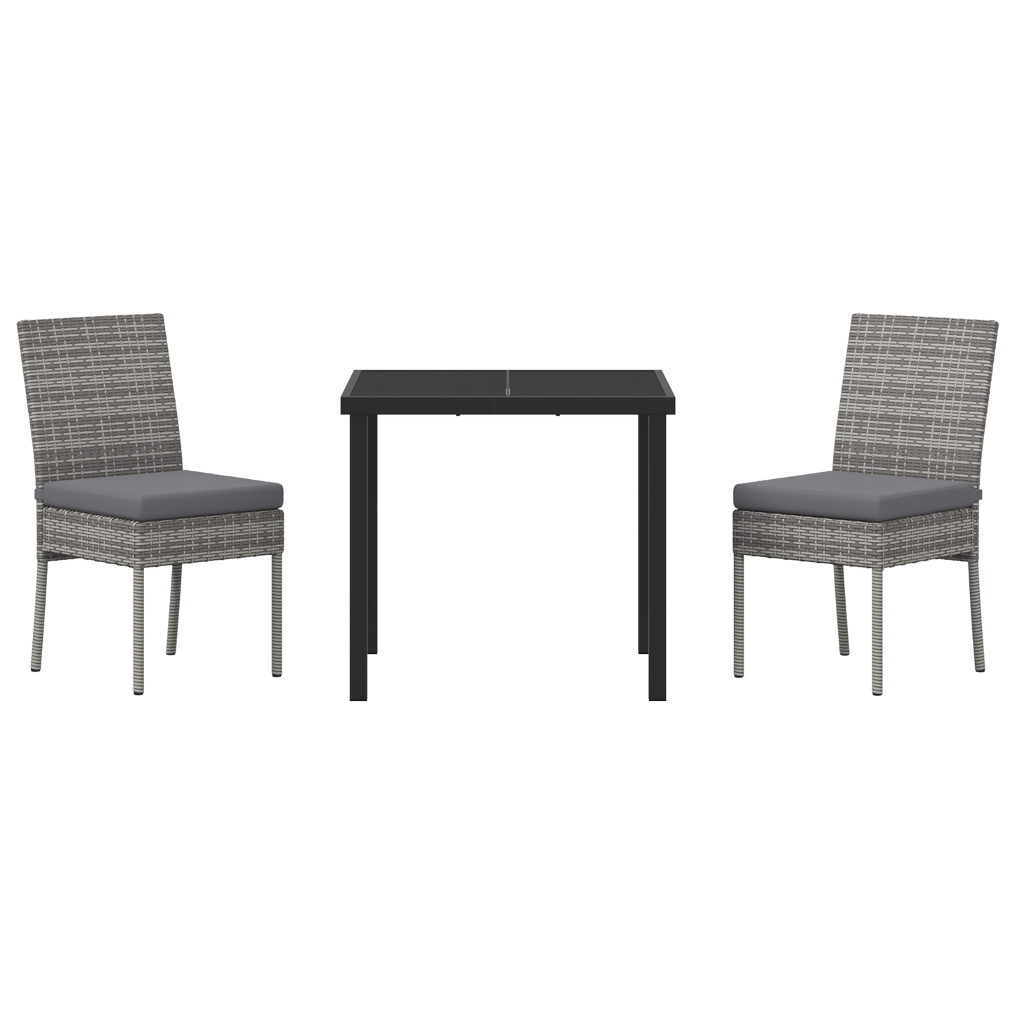 3 Piece Garden Dining Set Grey Poly Rattan