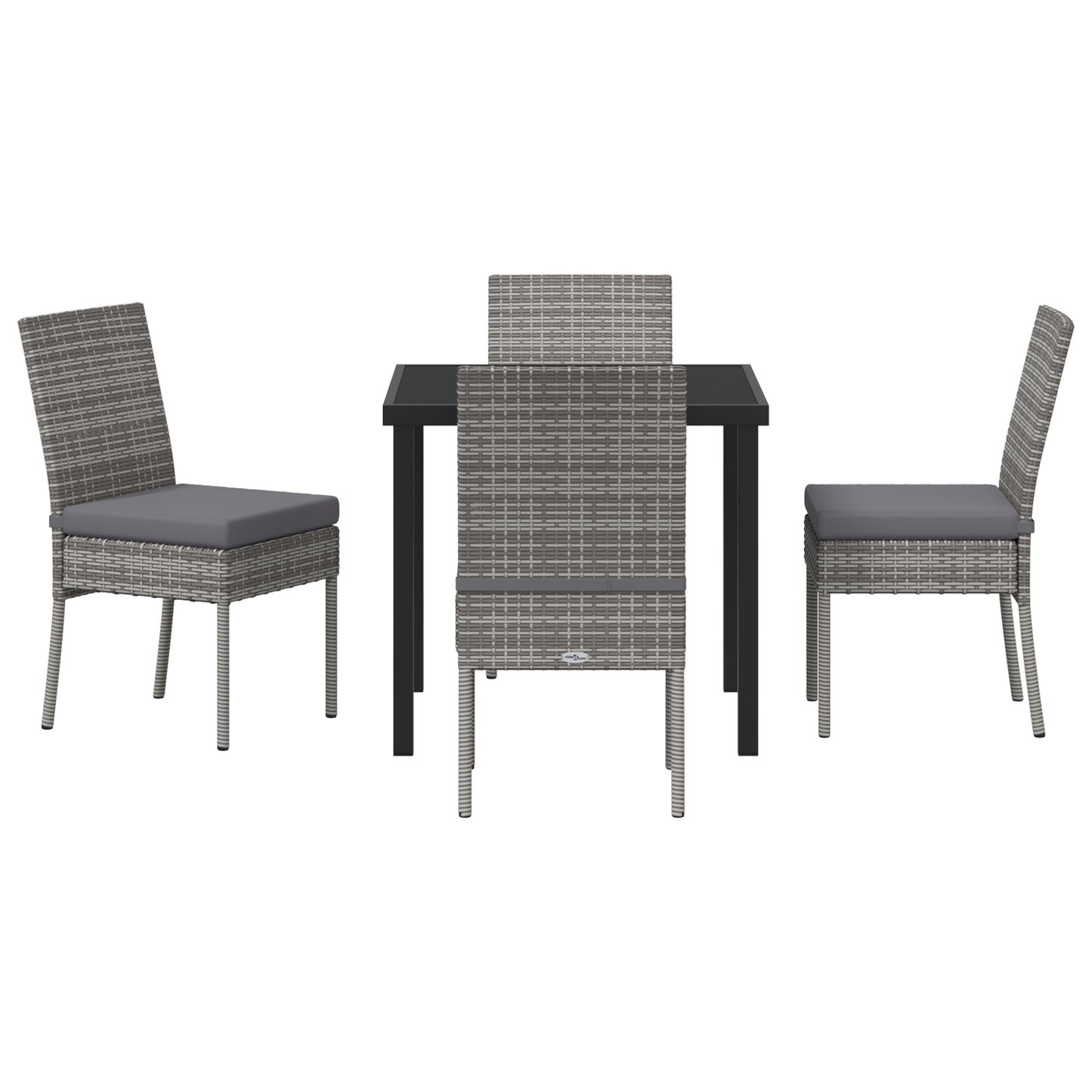 5 Piece Garden Dining Set Grey Poly Rattan