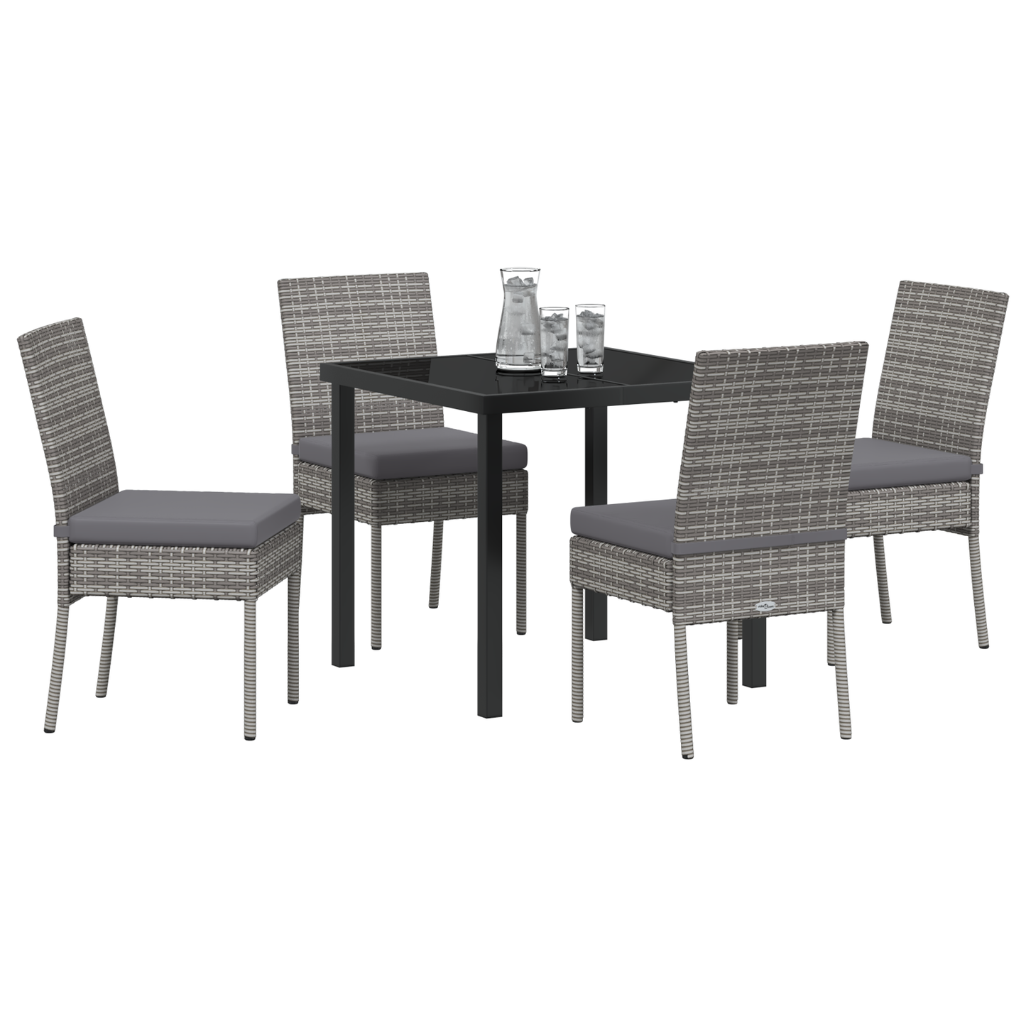 5 Piece Garden Dining Set Grey Poly Rattan