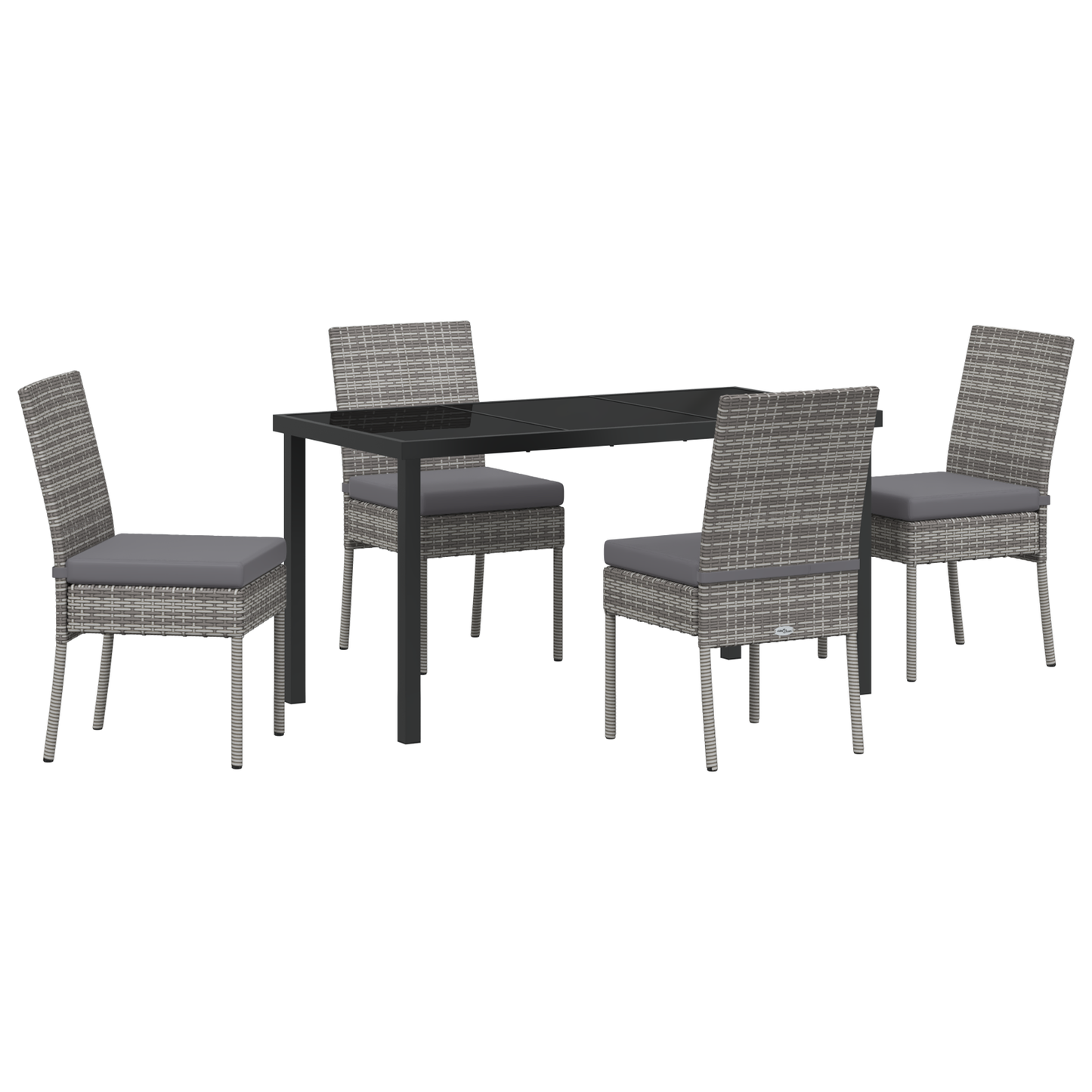 5 Piece Garden Dining Set Grey Poly Rattan