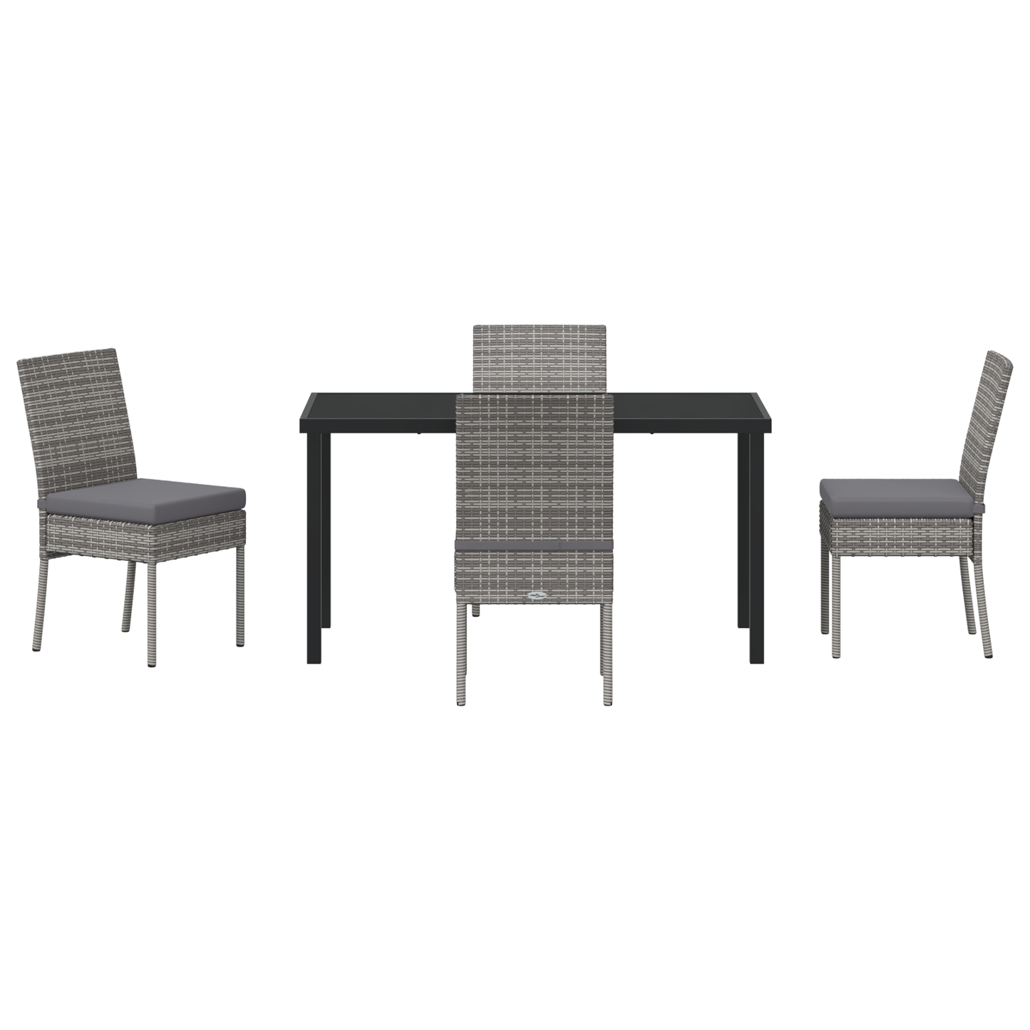 5 Piece Garden Dining Set Grey Poly Rattan
