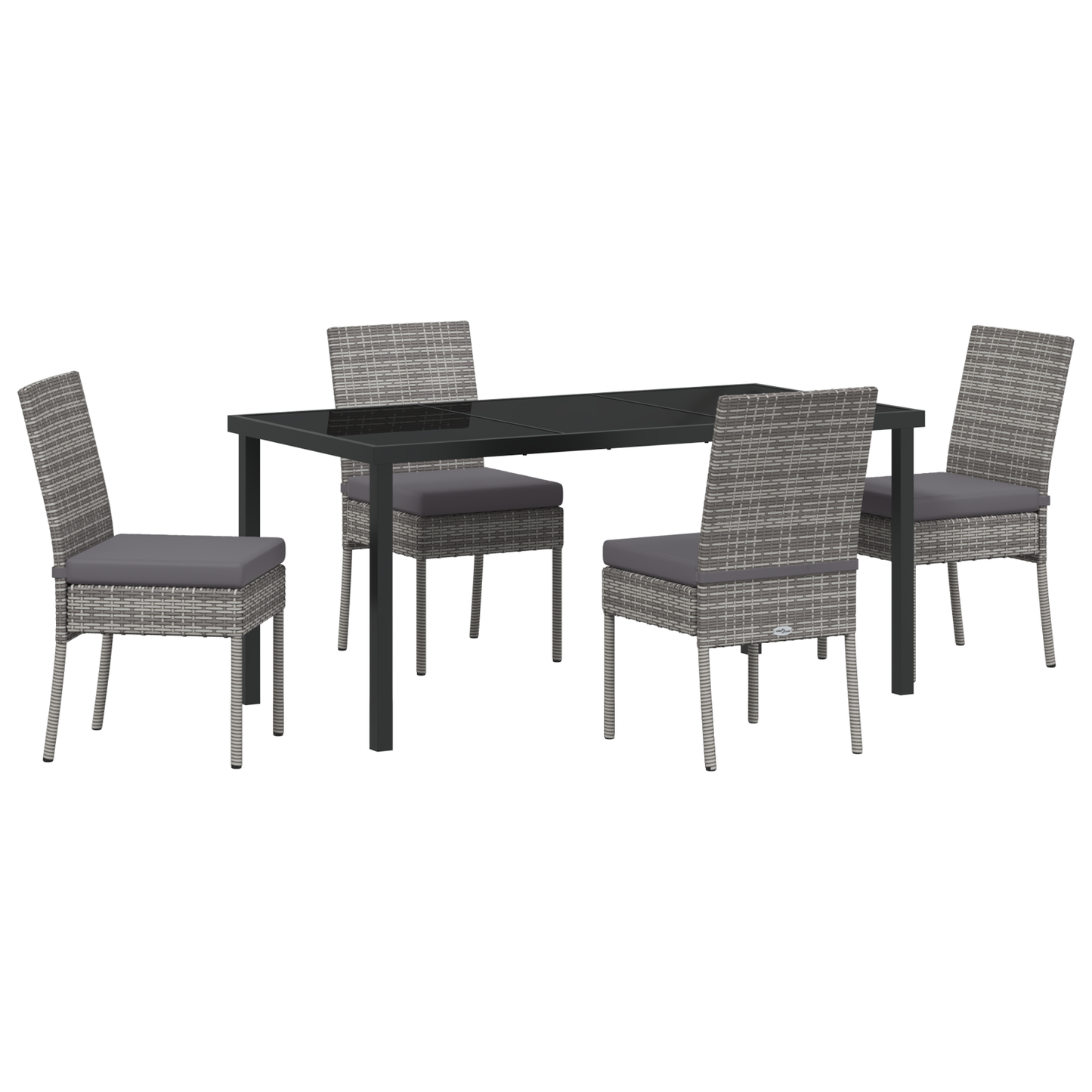 5 Piece Garden Dining Set Grey Poly Rattan