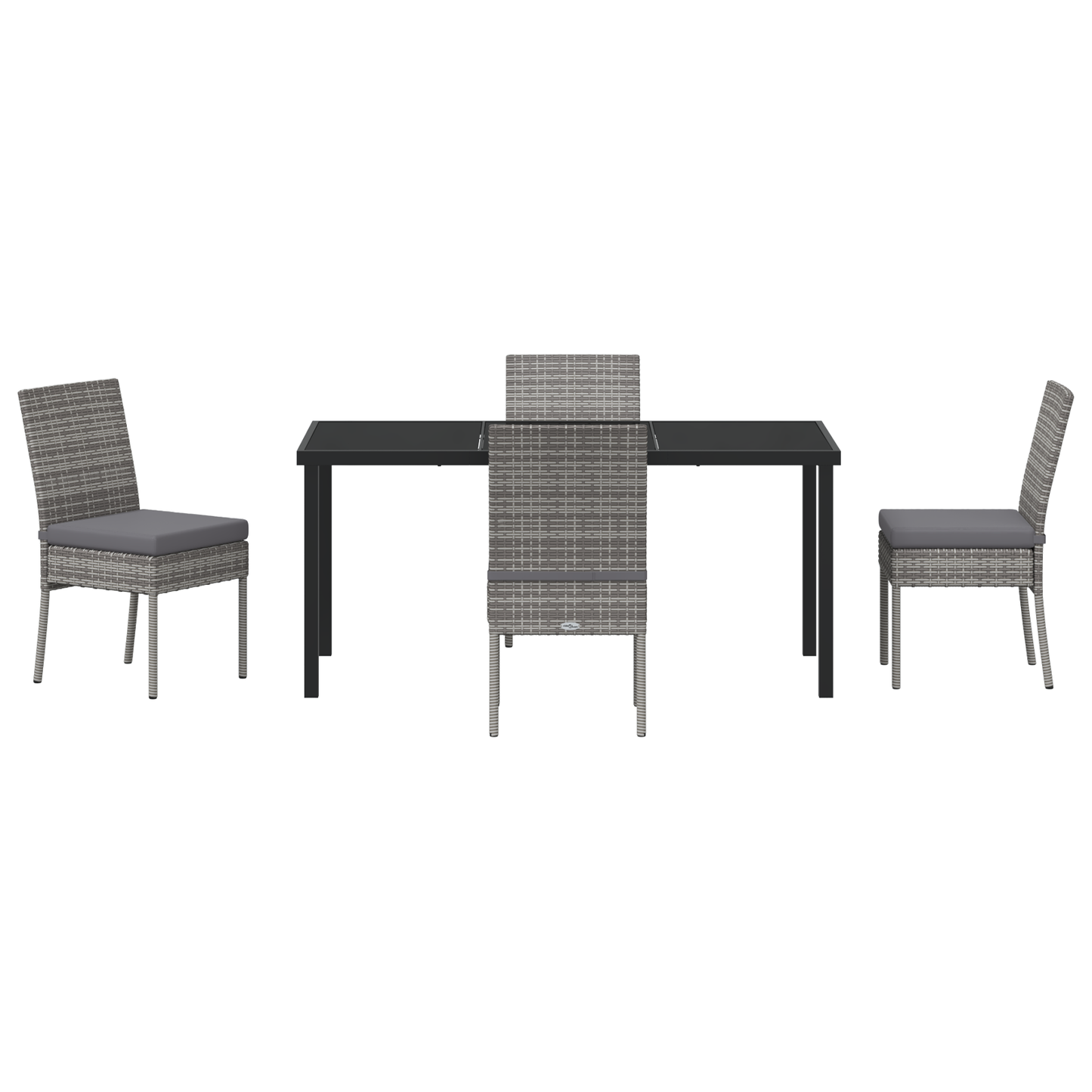 5 Piece Garden Dining Set Grey Poly Rattan