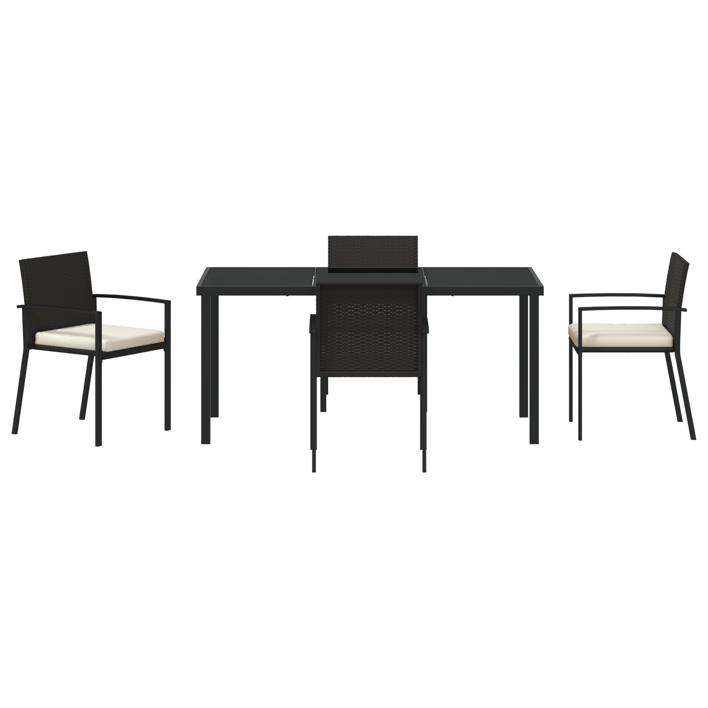 5 Piece Garden Dining Set Black Poly Rattan