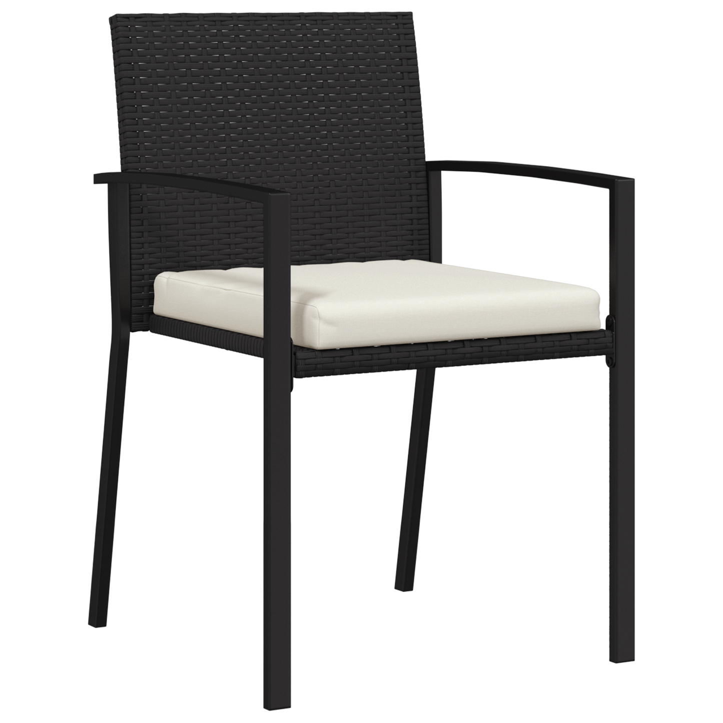 7 Piece Garden Dining Set Black Poly Rattan