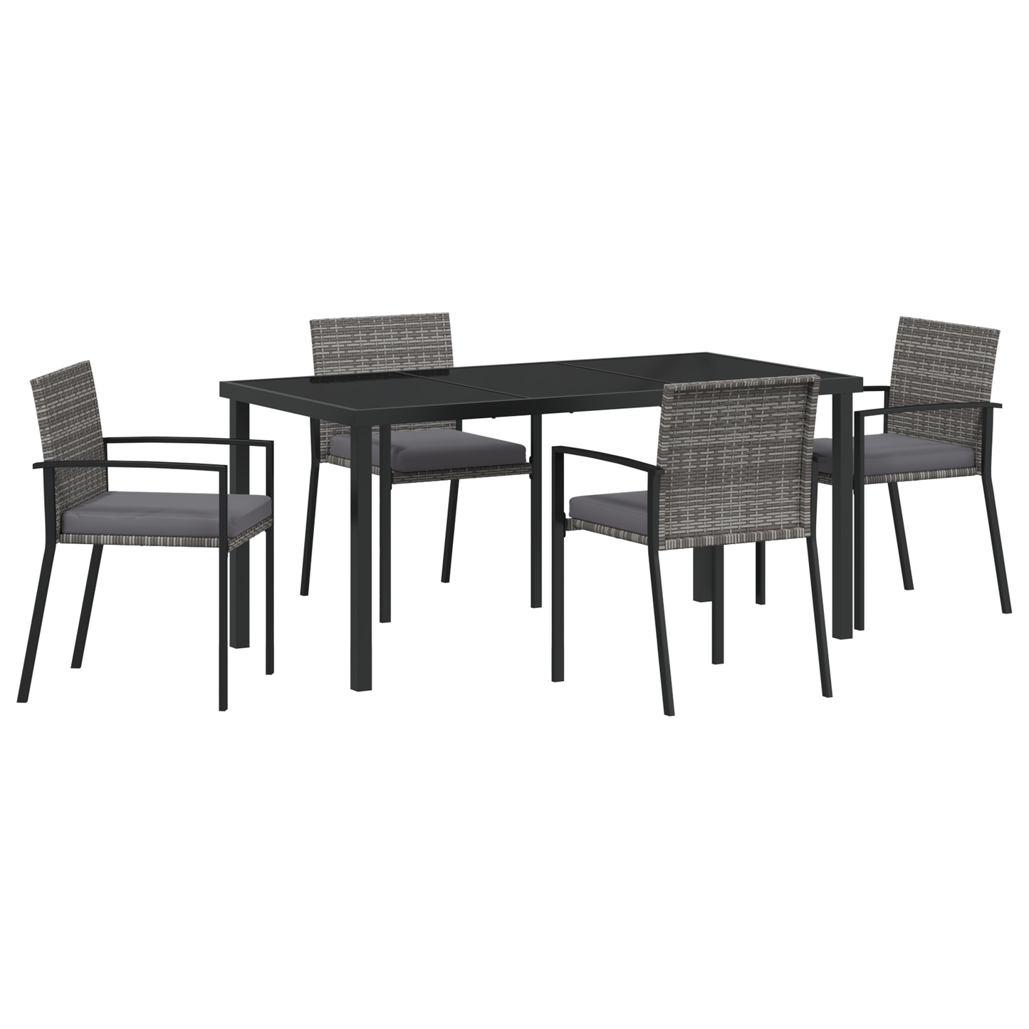 5 Piece Garden Dining Set Grey Poly Rattan