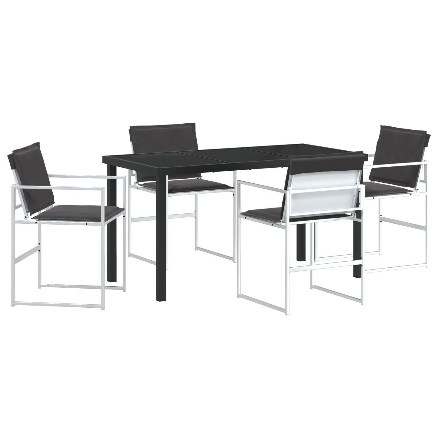 5 Piece Garden Dining Set with Cushions White Textilene and Steel