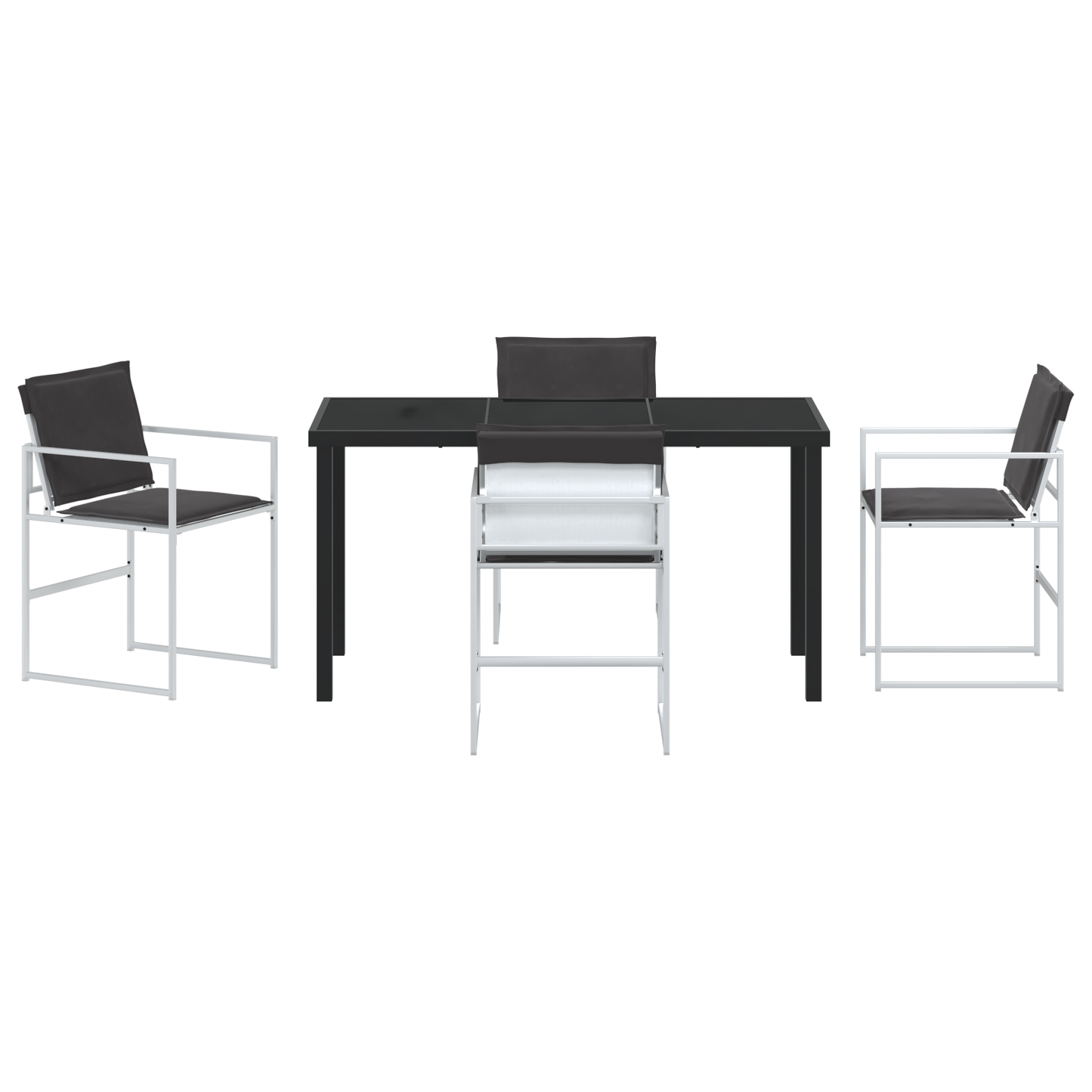 5 Piece Garden Dining Set with Cushions White Textilene and Steel