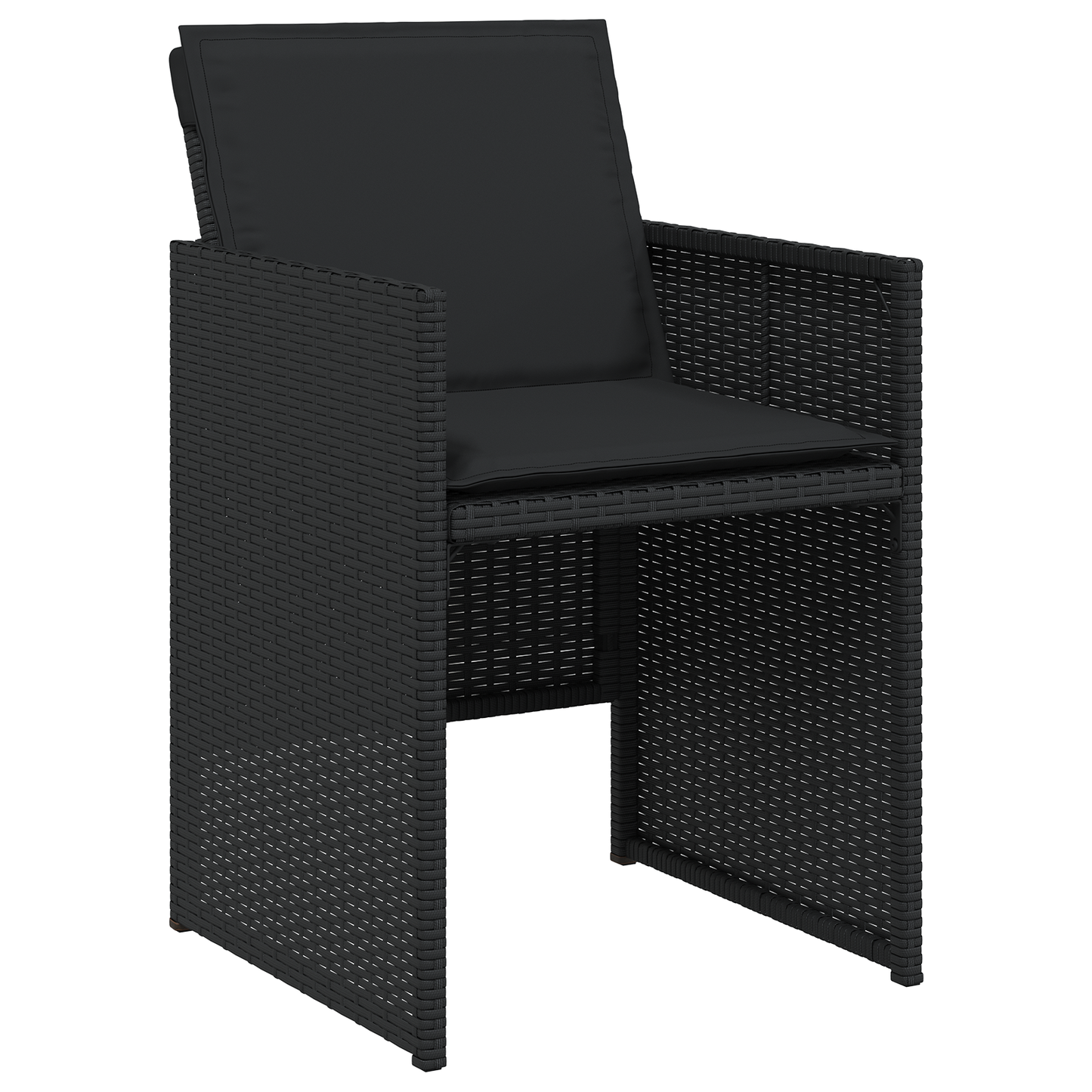 5 Piece Garden Dining Set with Cushions Black Poly Rattan