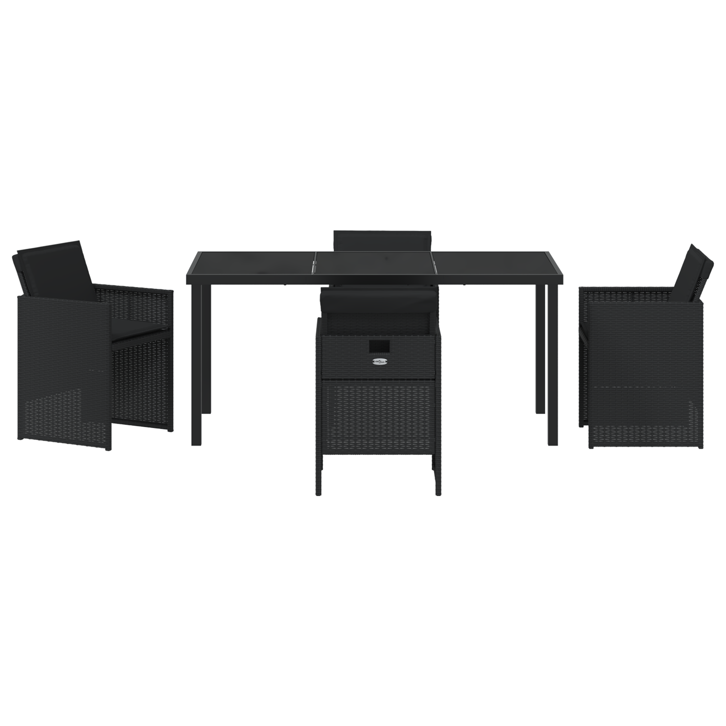 5 Piece Garden Dining Set with Cushions Black Poly Rattan