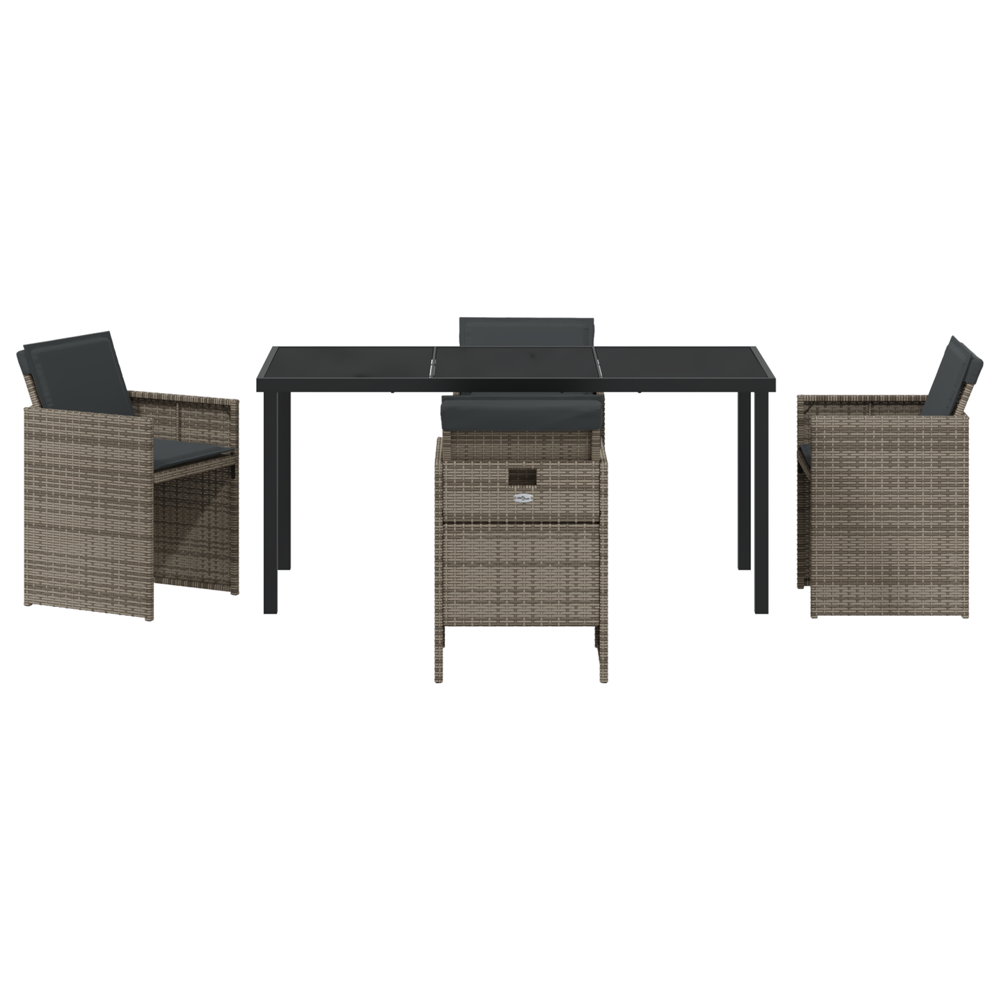 5 Piece Garden Dining Set with Cushions Grey Poly Rattan