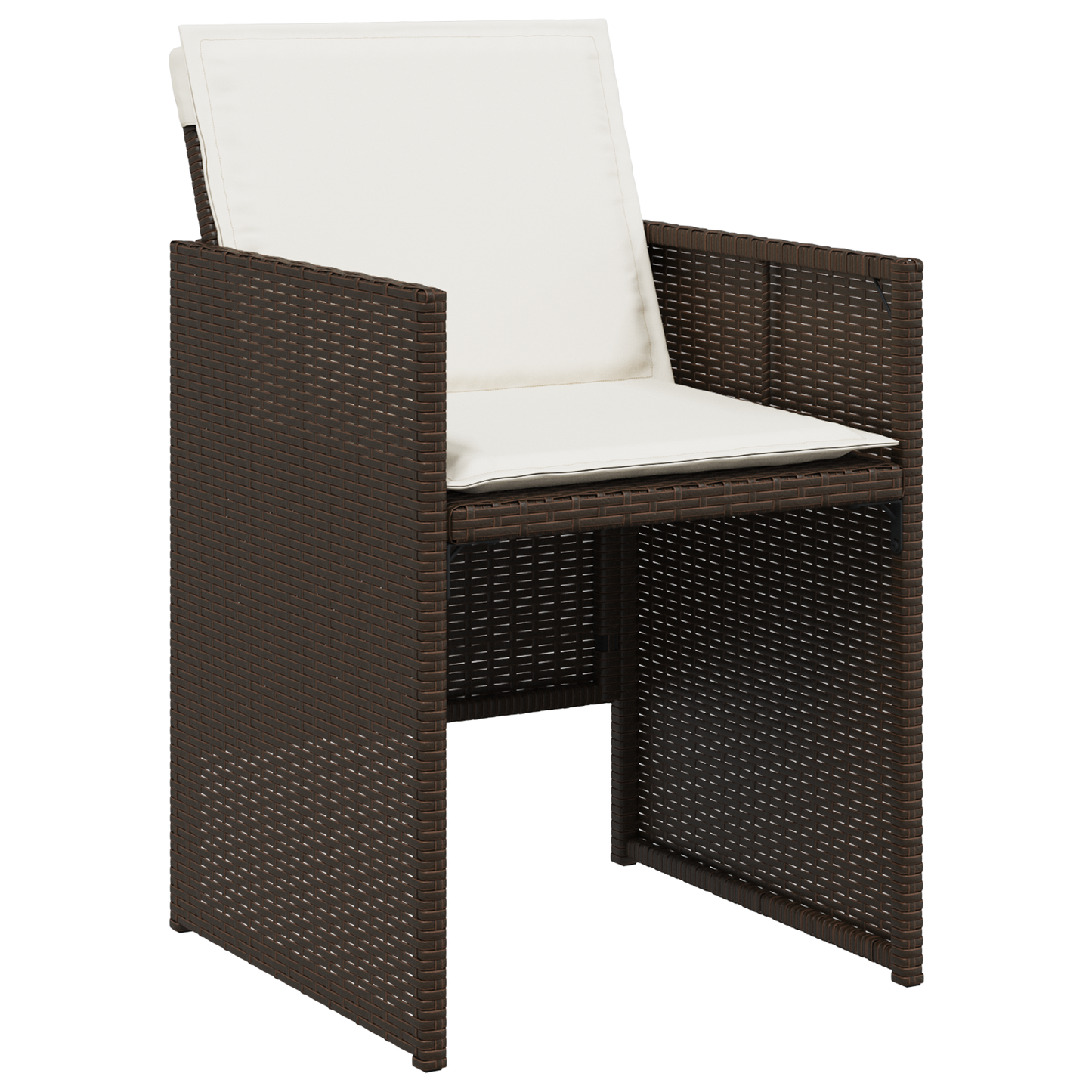 5 Piece Garden Dining Set with Cushions Brown Poly Rattan