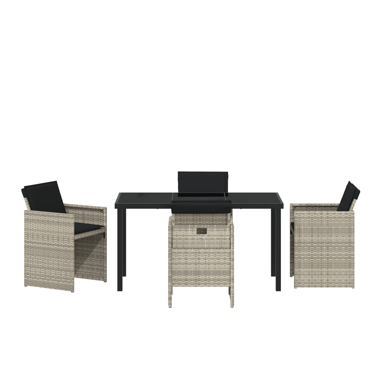 5 Piece Garden Dining Set with Cushions Light Grey Poly Rattan