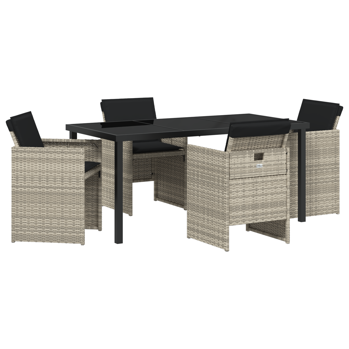 5 Piece Garden Dining Set with Cushions Light Grey Poly Rattan