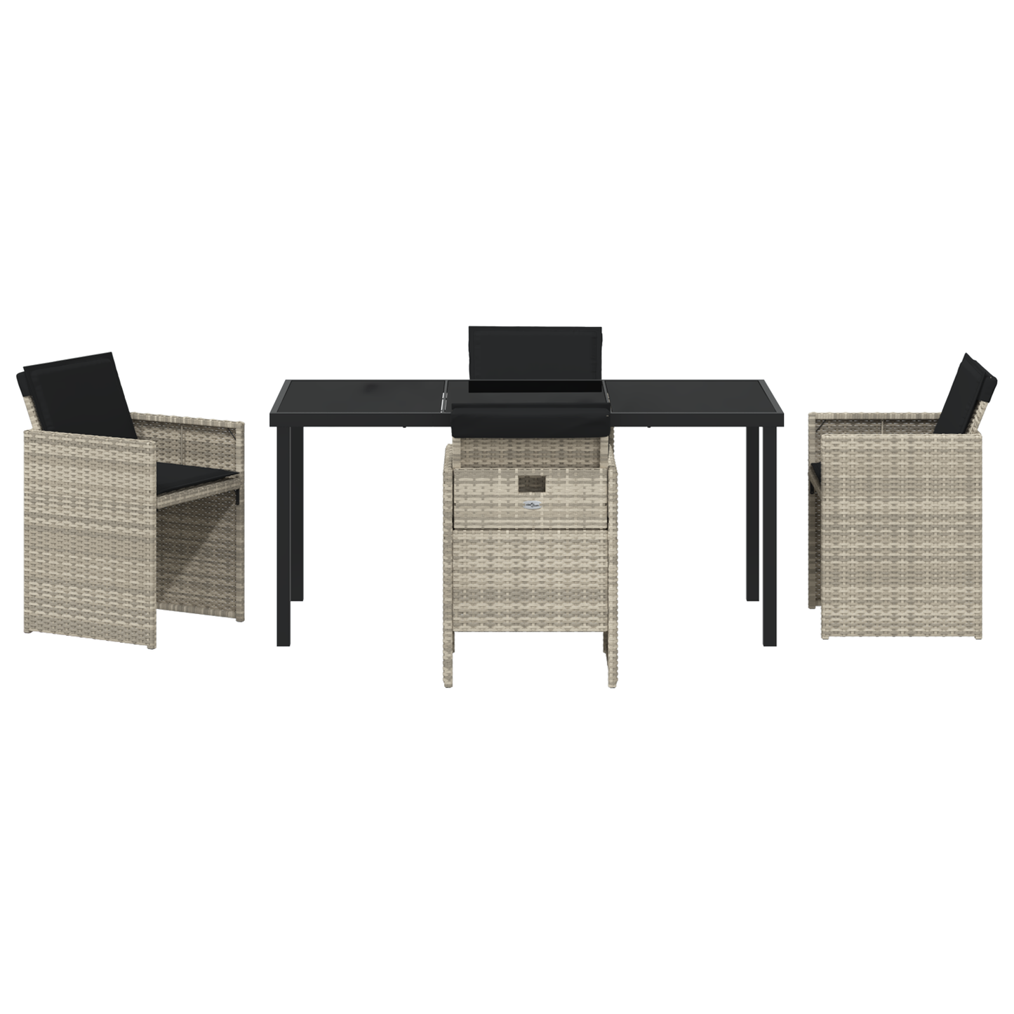 5 Piece Garden Dining Set with Cushions Light Grey Poly Rattan