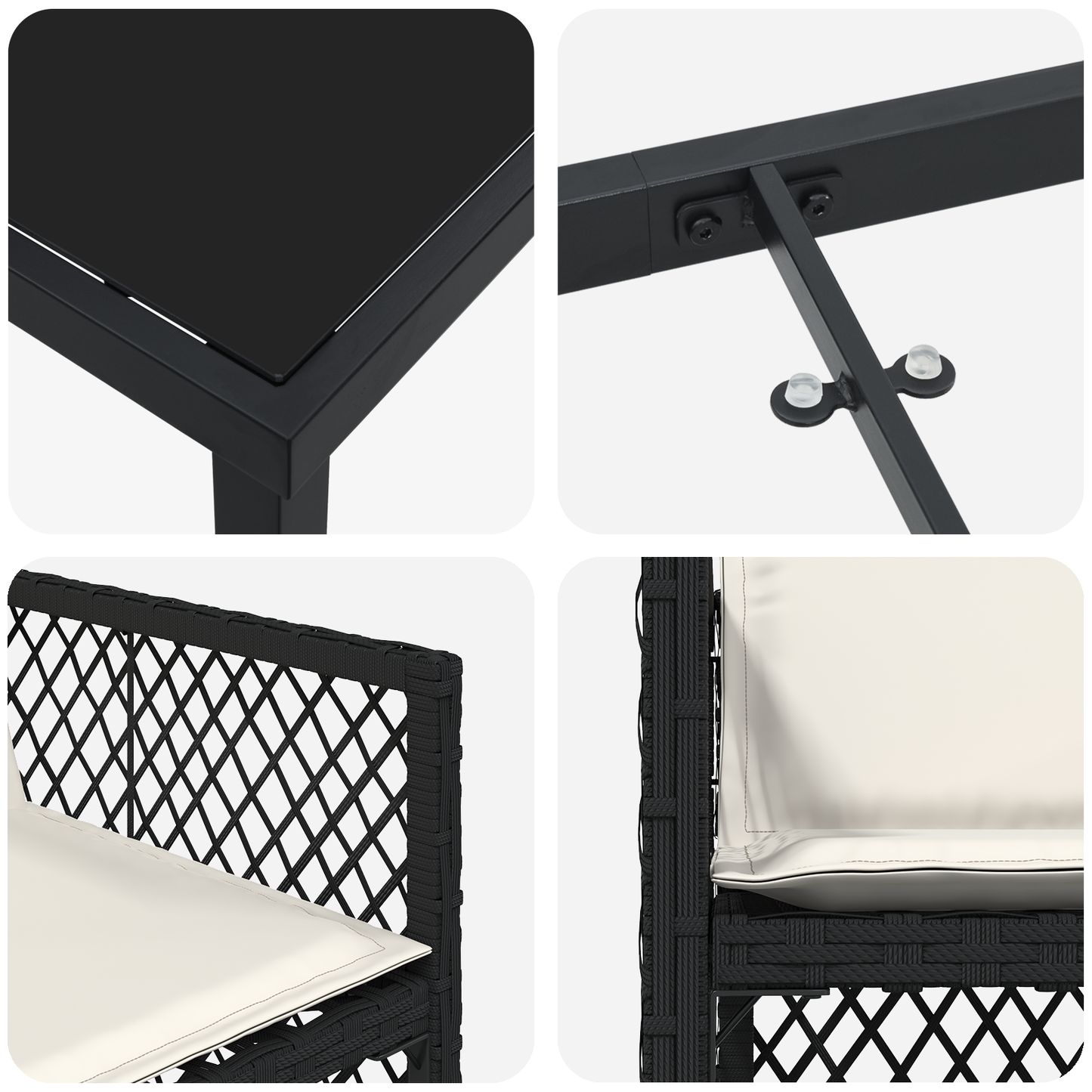 5 Piece Garden Dining Set with Cushions Black Poly Rattan