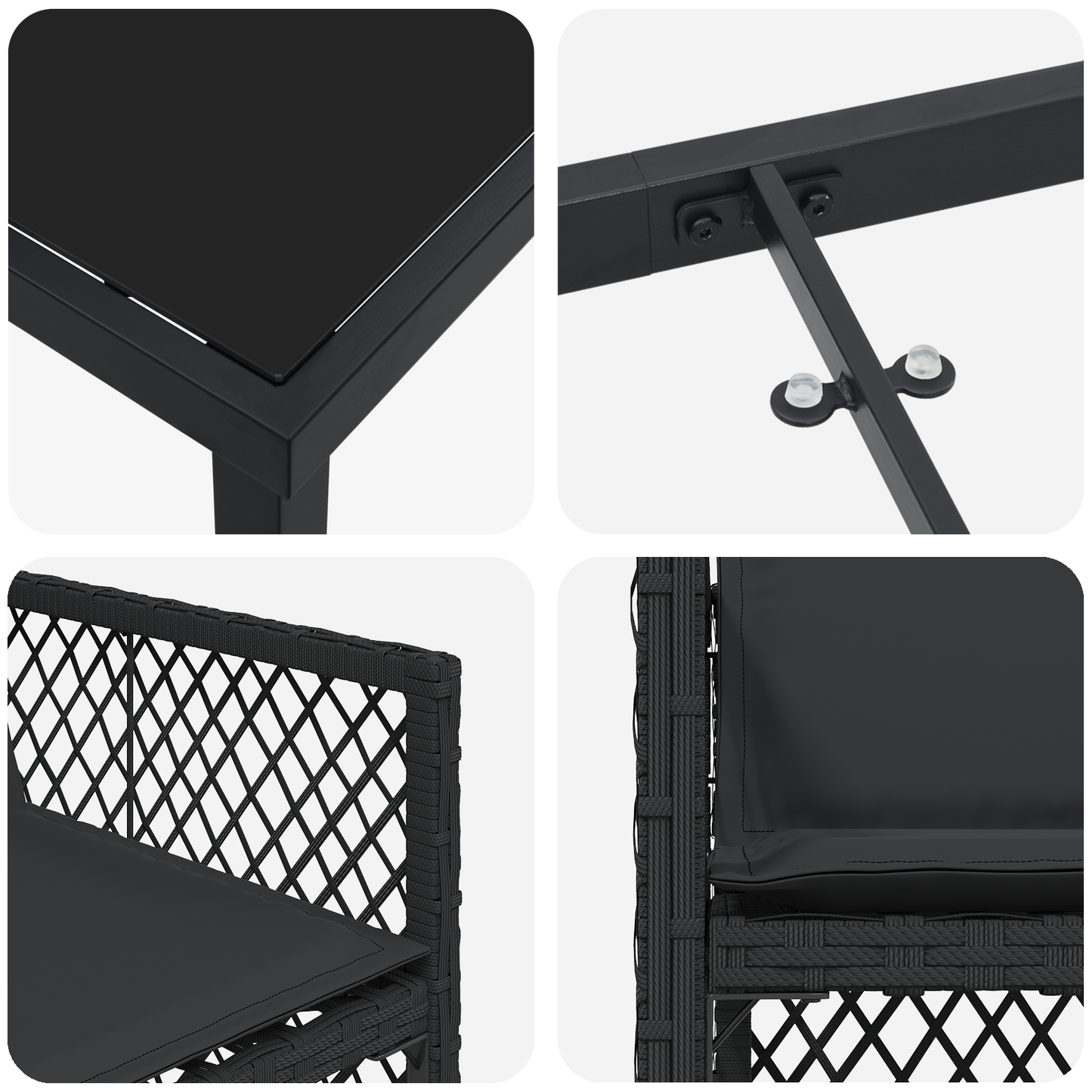 5 Piece Garden Dining Set with Cushions Black Poly Rattan