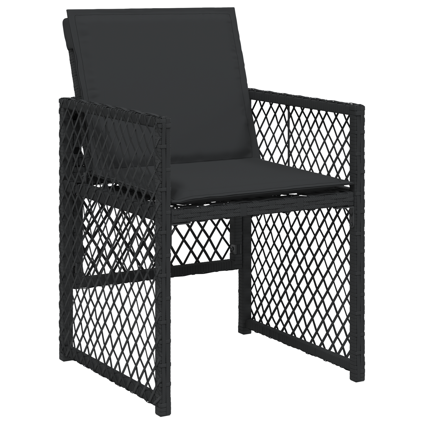 5 Piece Garden Dining Set with Cushions Black Poly Rattan