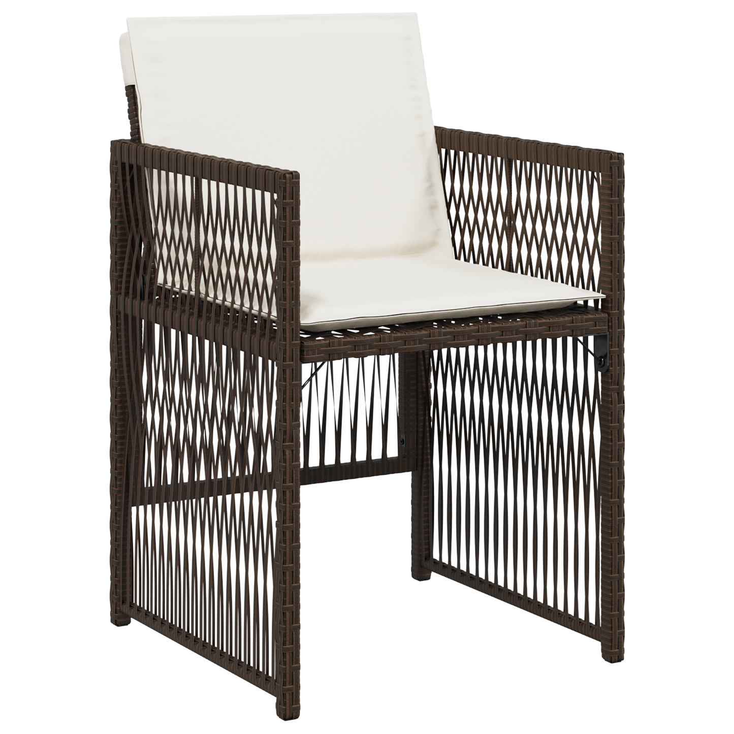 5 Piece Garden Dining Set with Cushions Brown Poly Rattan