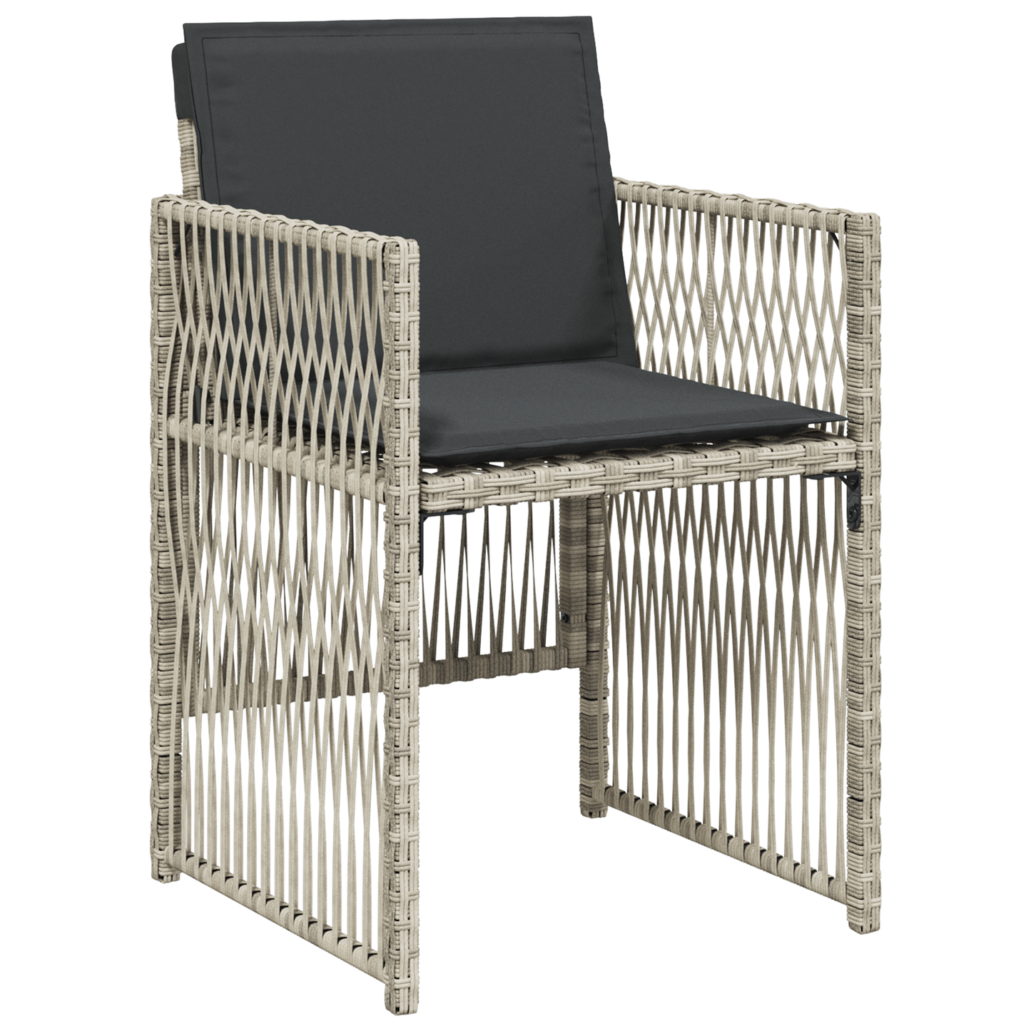 5 Piece Garden Dining Set with Cushions Light Grey Poly Rattan