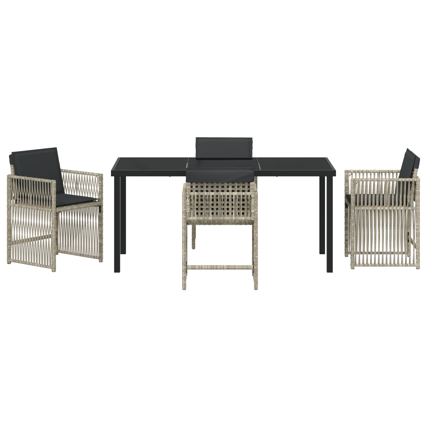 5 Piece Garden Dining Set with Cushions Light Grey Poly Rattan