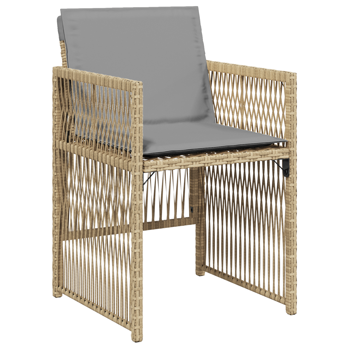5 Piece Garden Dining Set with Cushions Beige Poly Rattan