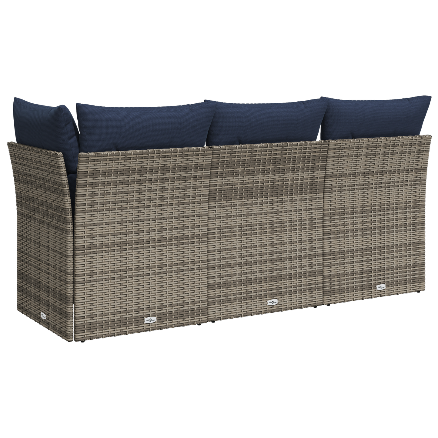Garden Sofa with Cushions 3-Seater Grey Poly Rattan