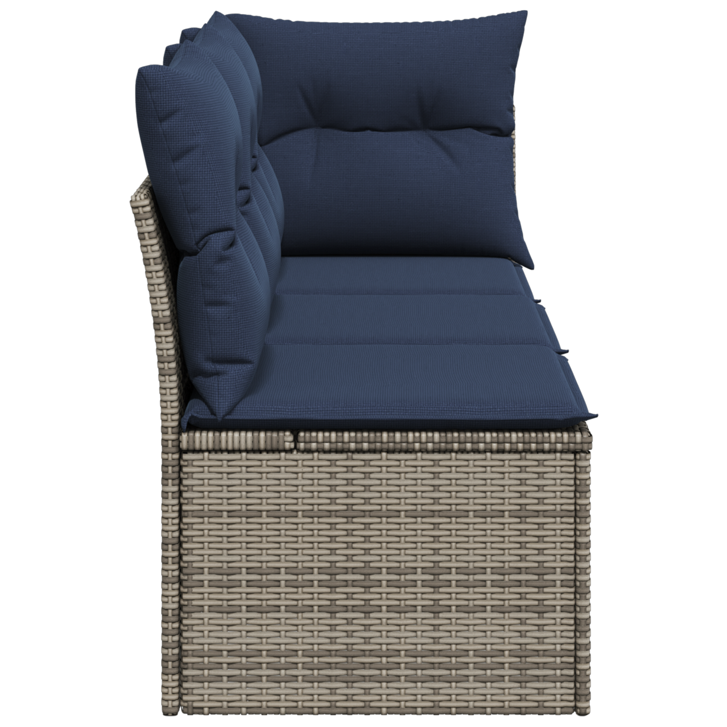 Garden Sofa with Cushions 3-Seater Grey Poly Rattan