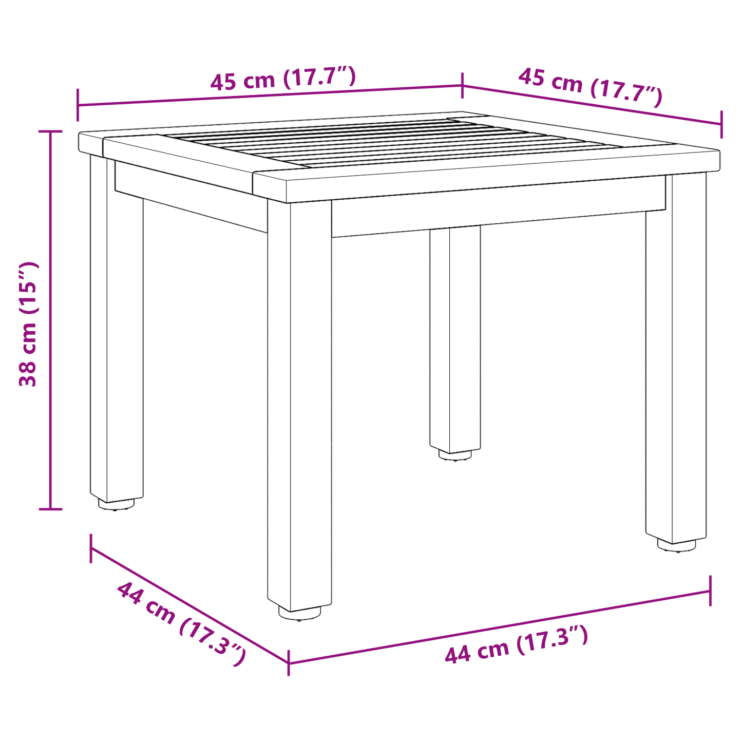 Garden Side Table 45x45x38 cm Solid Acacia Wood