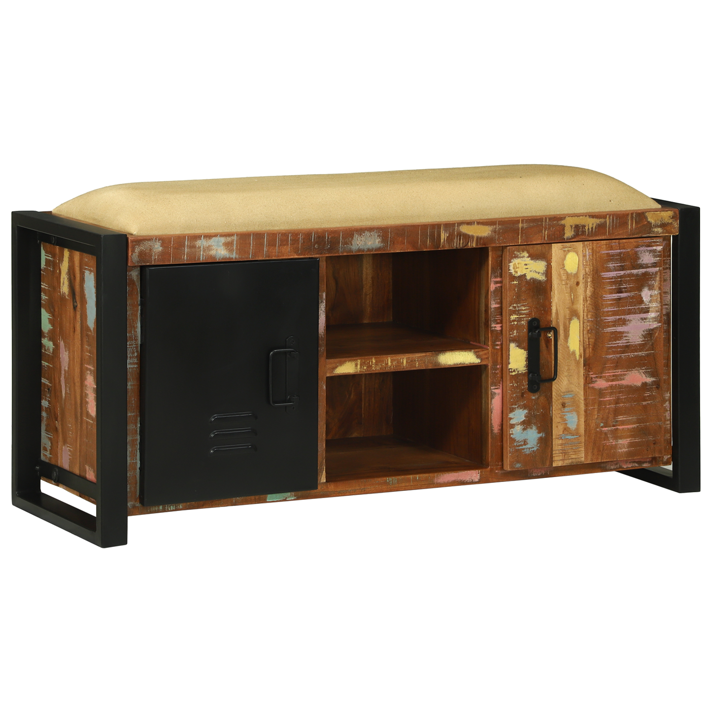Bench Cabinet Multicolour 100x35x50 cm Solid Wood Reclaimed