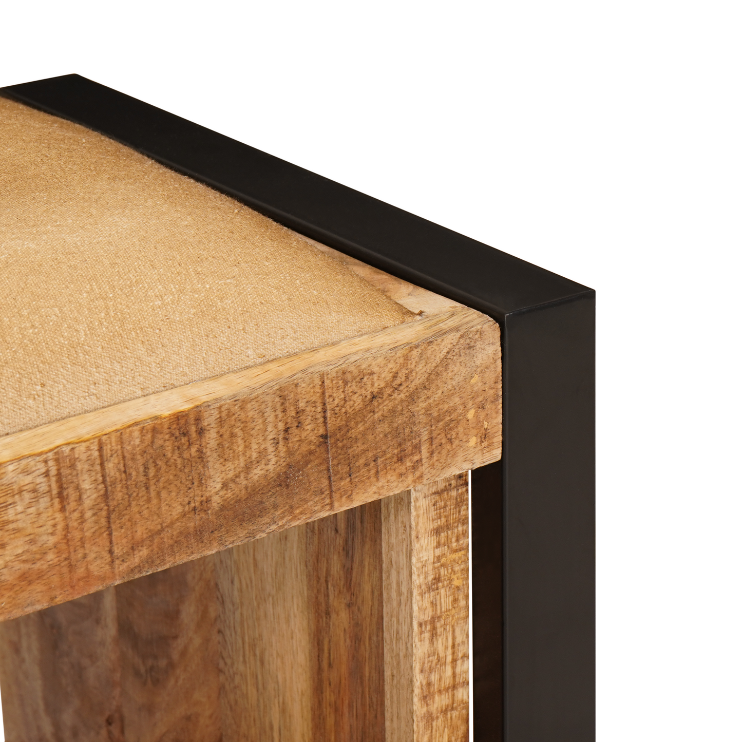 Storage Bench with Canvas 80x35x40 cm Solid Rough Wood Mango