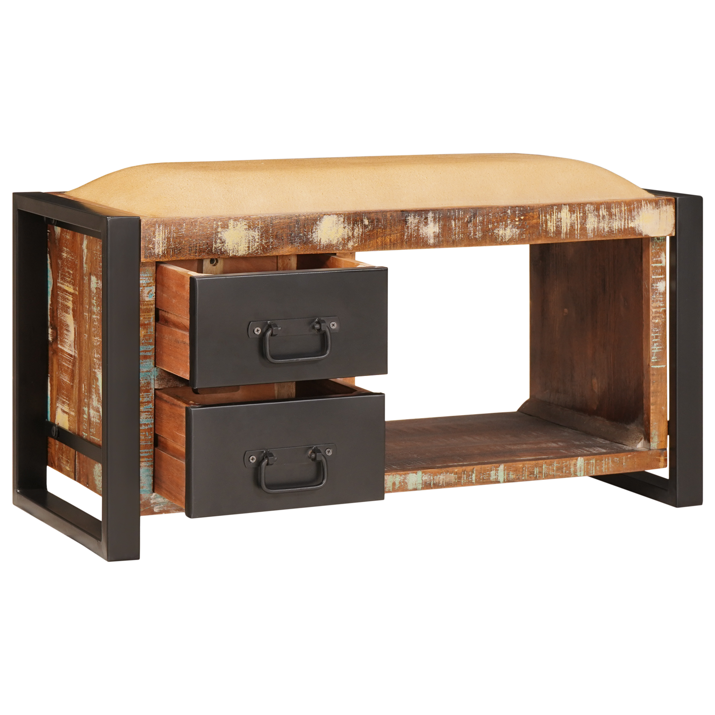 Storage Bench Multicolour 80x35x40 cm Solid Wood Reclaimed