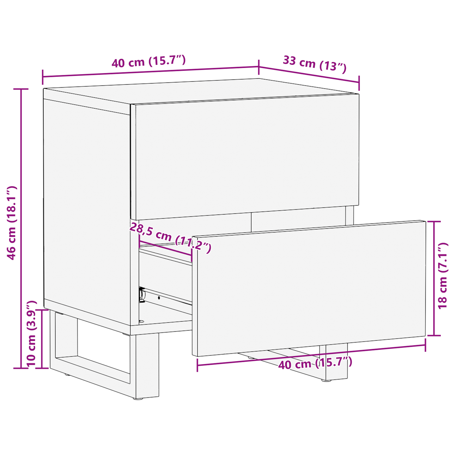 Bedside Cabinets 2 pcs 40x33.5x46 cm Solid Wood Mango and Engineered Wood