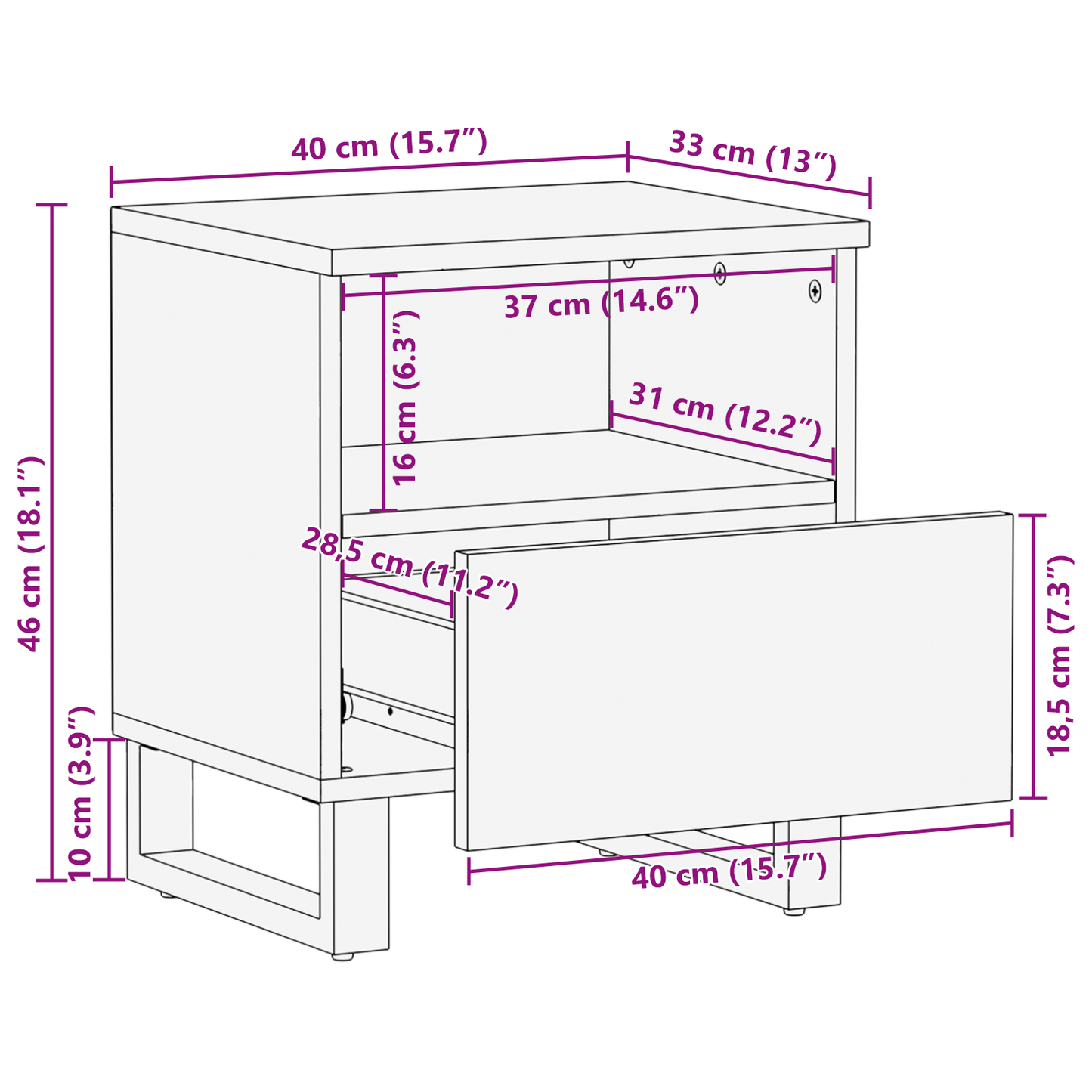 Bedside Cabinets 2 pcs 40x33x46 cm Solid Wood Mango