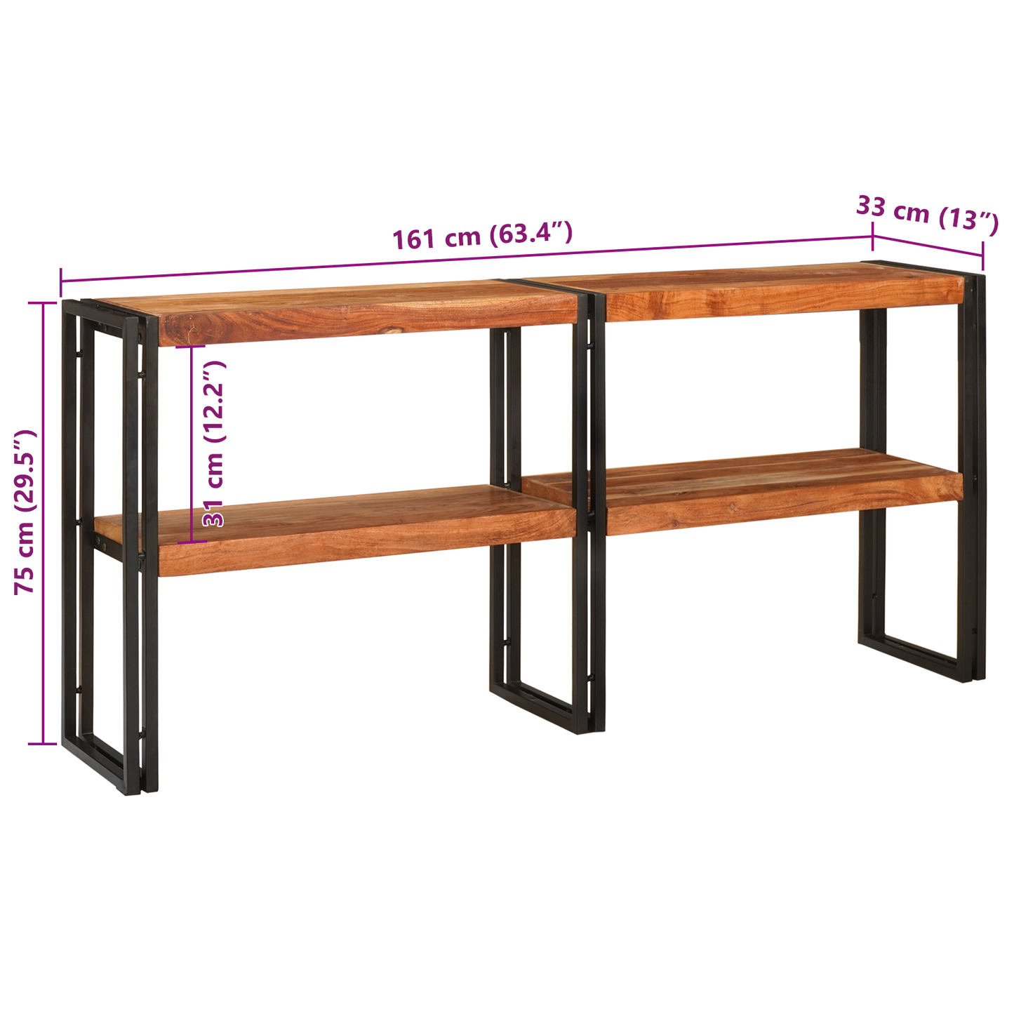Console Table 160x33x75 cm Solid Rough Acacia