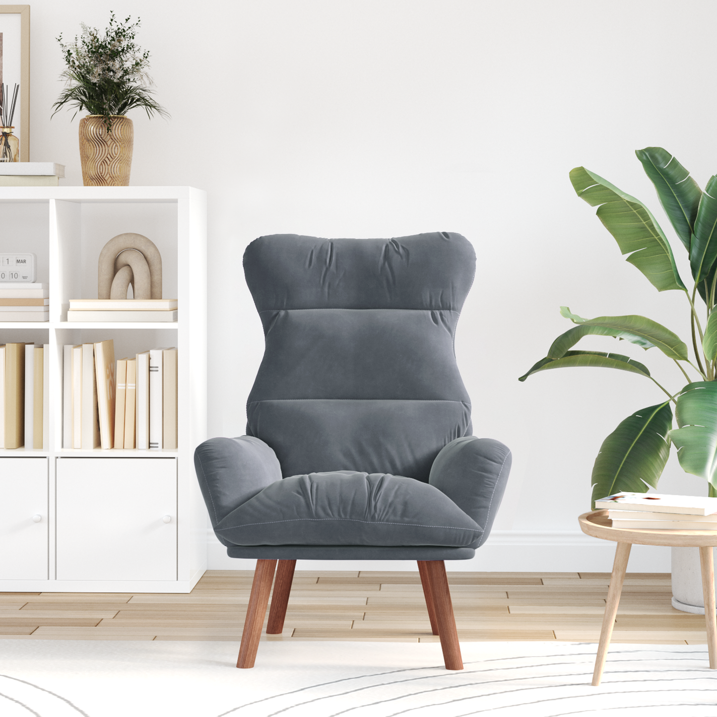 Relaxing Chair Dark Grey Velvet