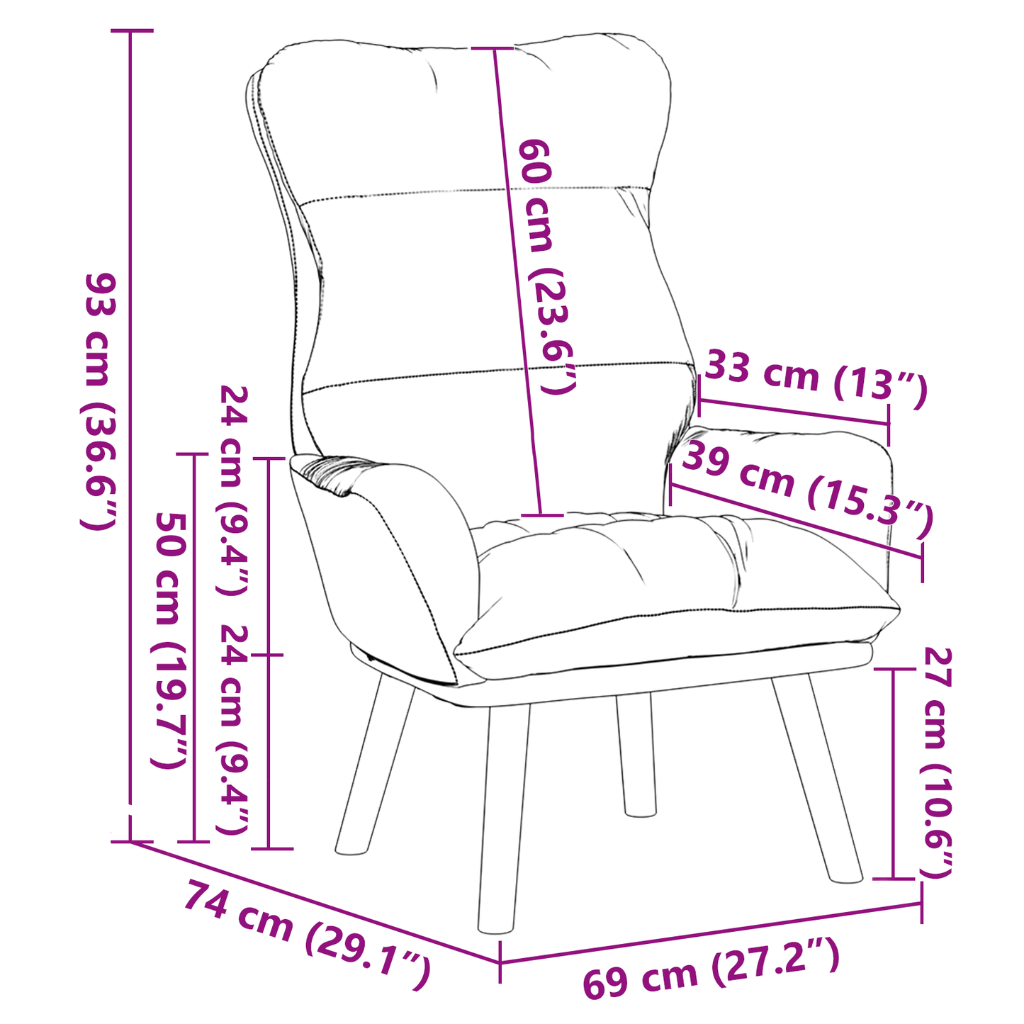 Relaxing Chair Dark Grey Velvet