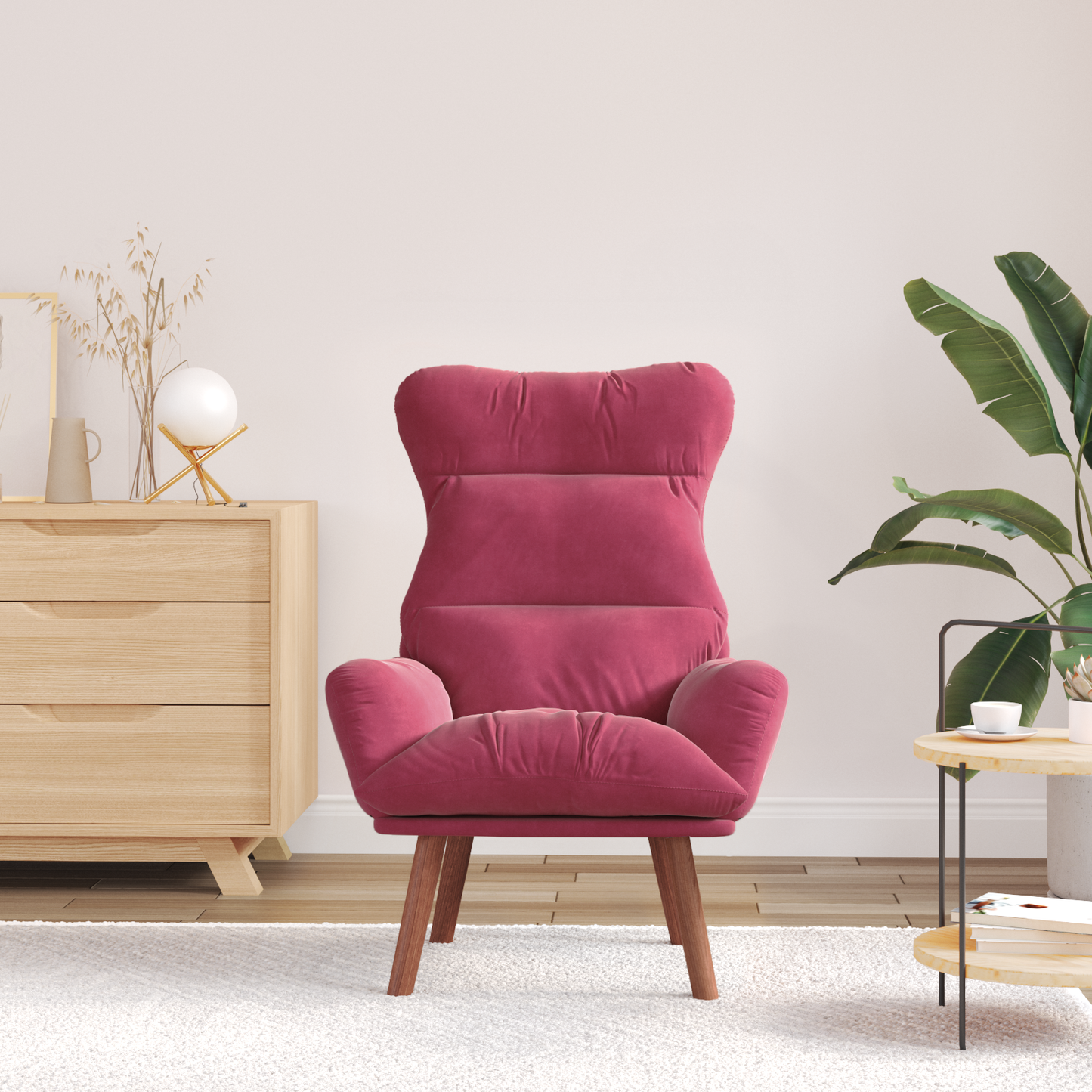 Relaxing Chair Wine Red Velvet