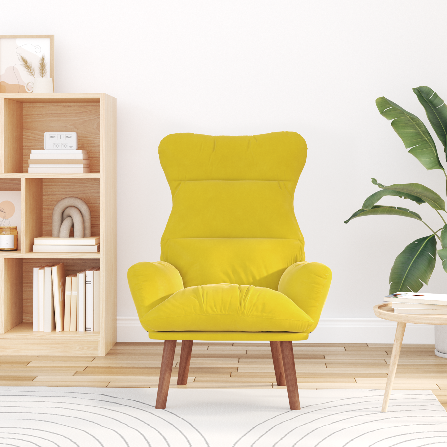 Relaxing Chair Yellow Velvet
