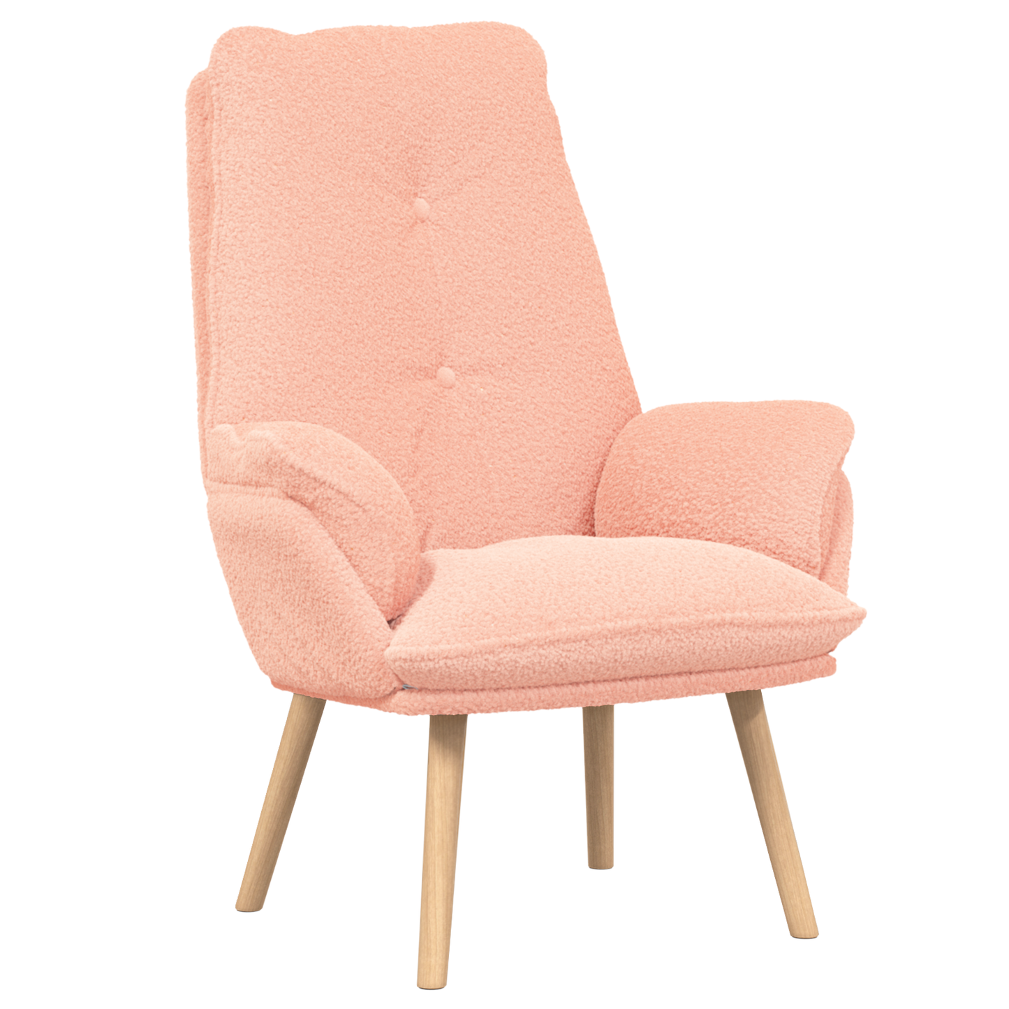 Relaxing Chair Pink Curly Wool-like Fabric