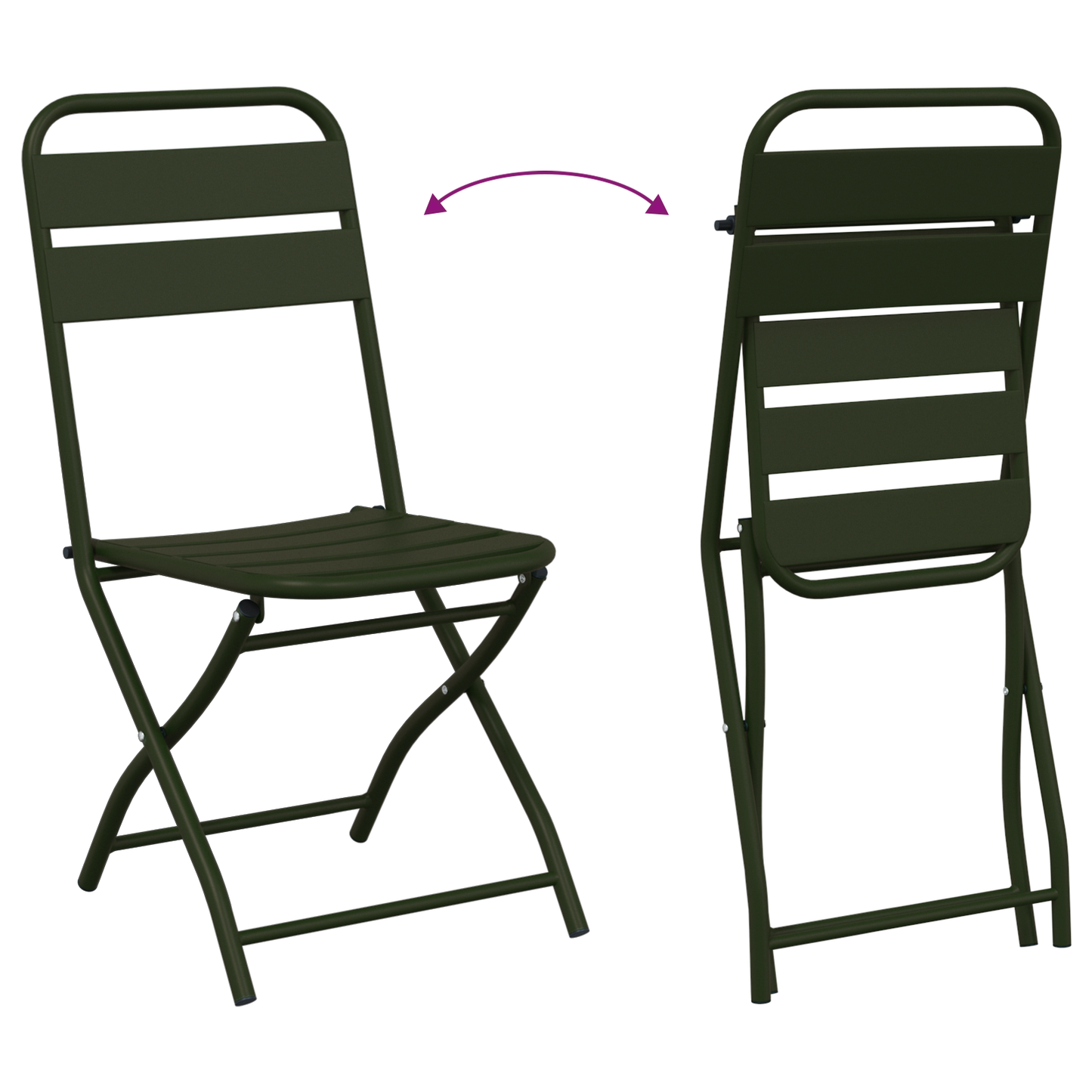 Folding Garden Chairs 2 pcs Dark Green 42x52x82 cm Powder-coated Steel