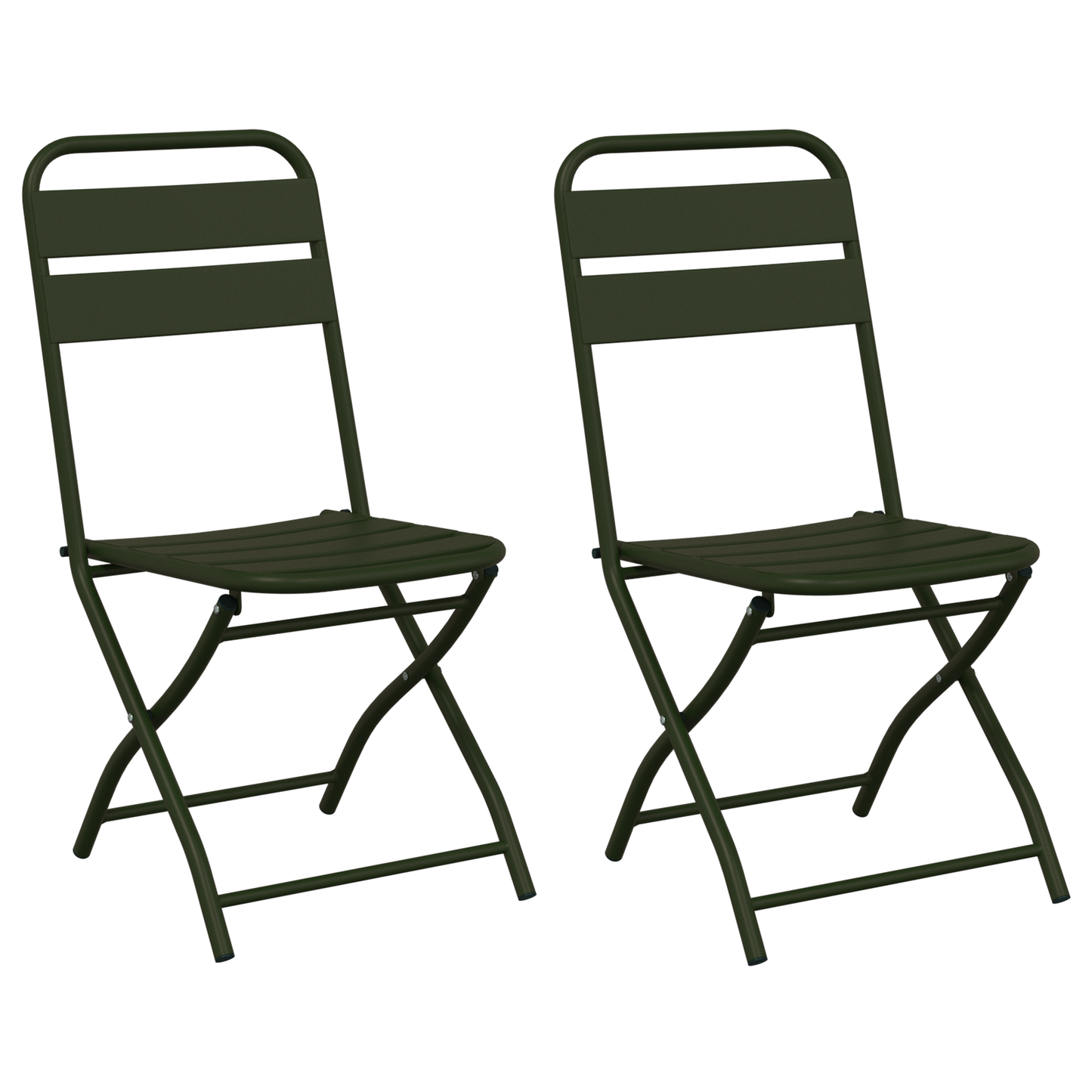 Folding Garden Chairs 2 pcs Dark Green 42x52x82 cm Powder-coated Steel